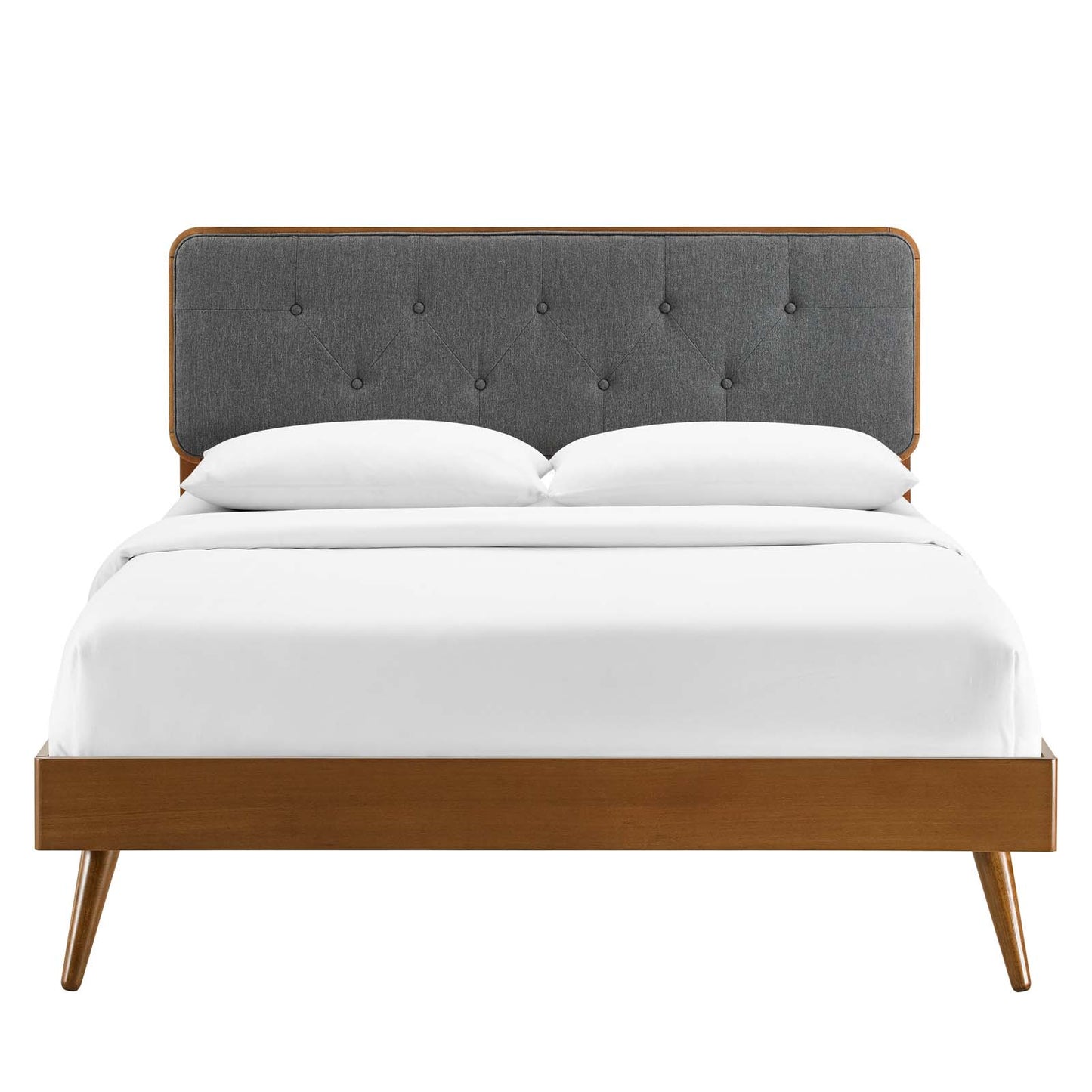 Bridgette King Wood Platform Bed With Splayed Legs Walnut Charcoal MOD-6647-WAL-CHA