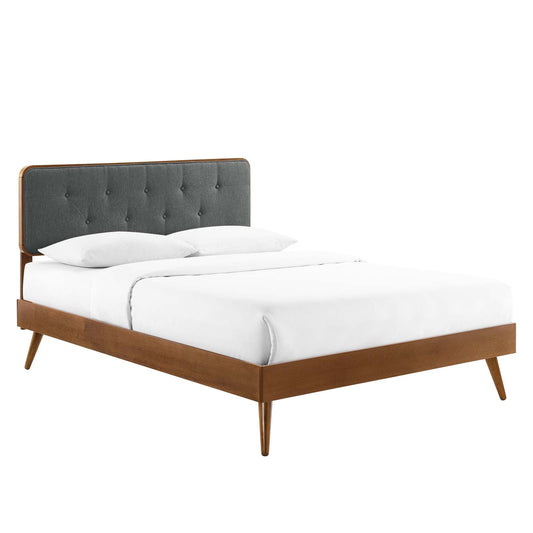 Bridgette Wood Platform Bed with Splayed Legs and Angular Frame in Walnut Charcoal