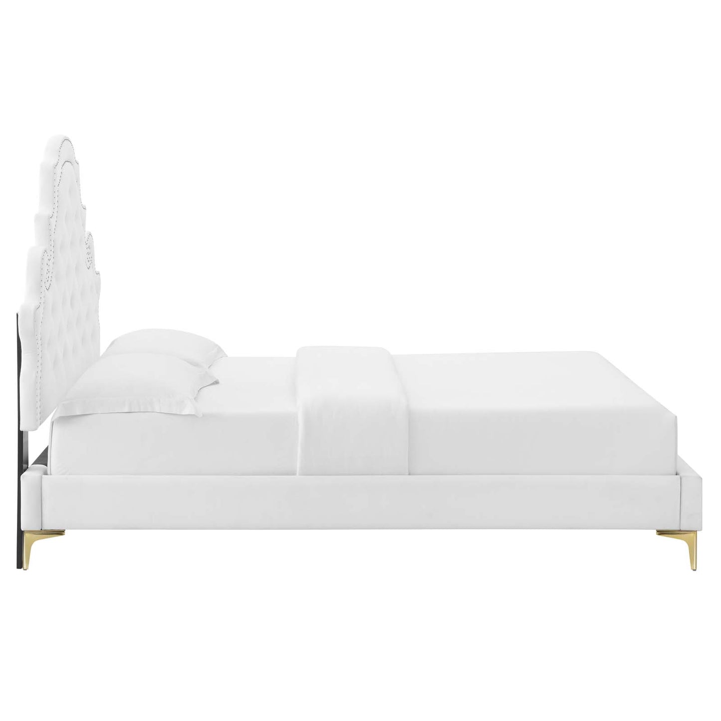 Gwyneth Tufted Performance Velvet Twin Platform Bed White MOD-6754-WHI