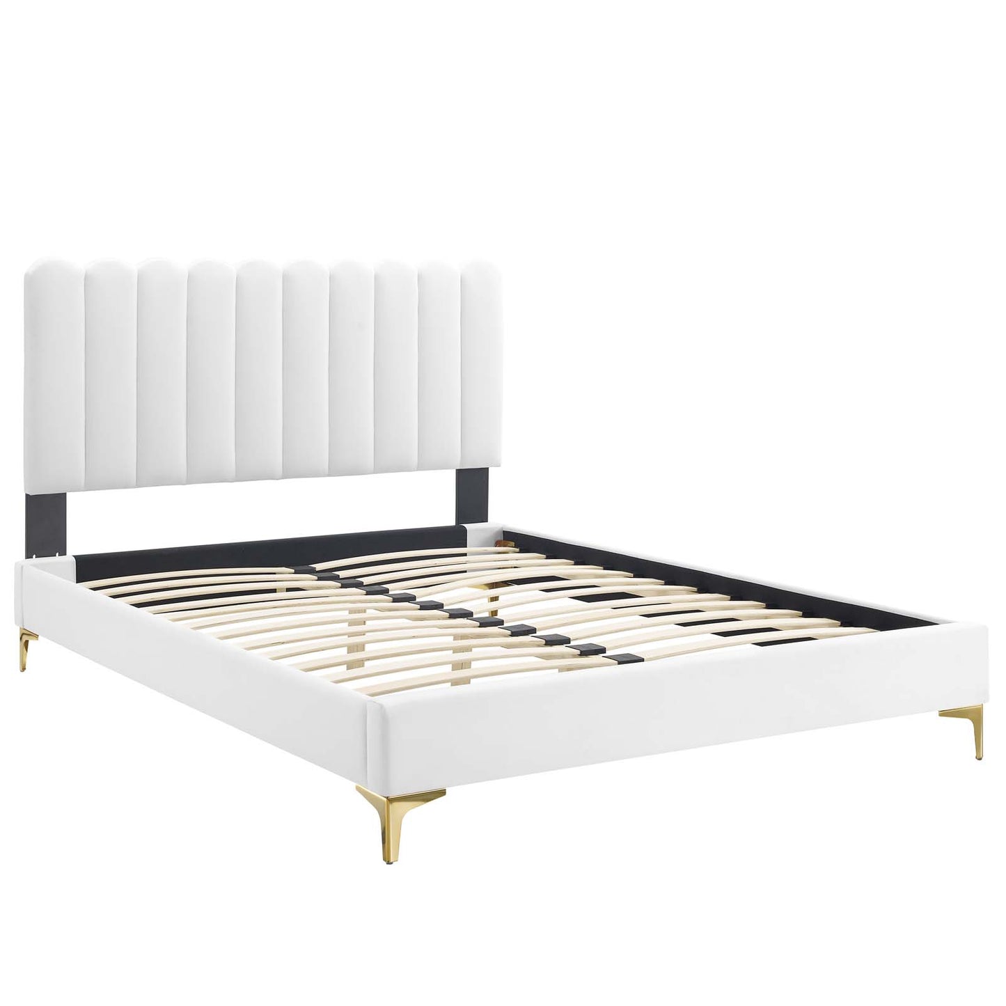 Reagan Twin Performance Velvet Platform Bed White MOD-6885-WHI