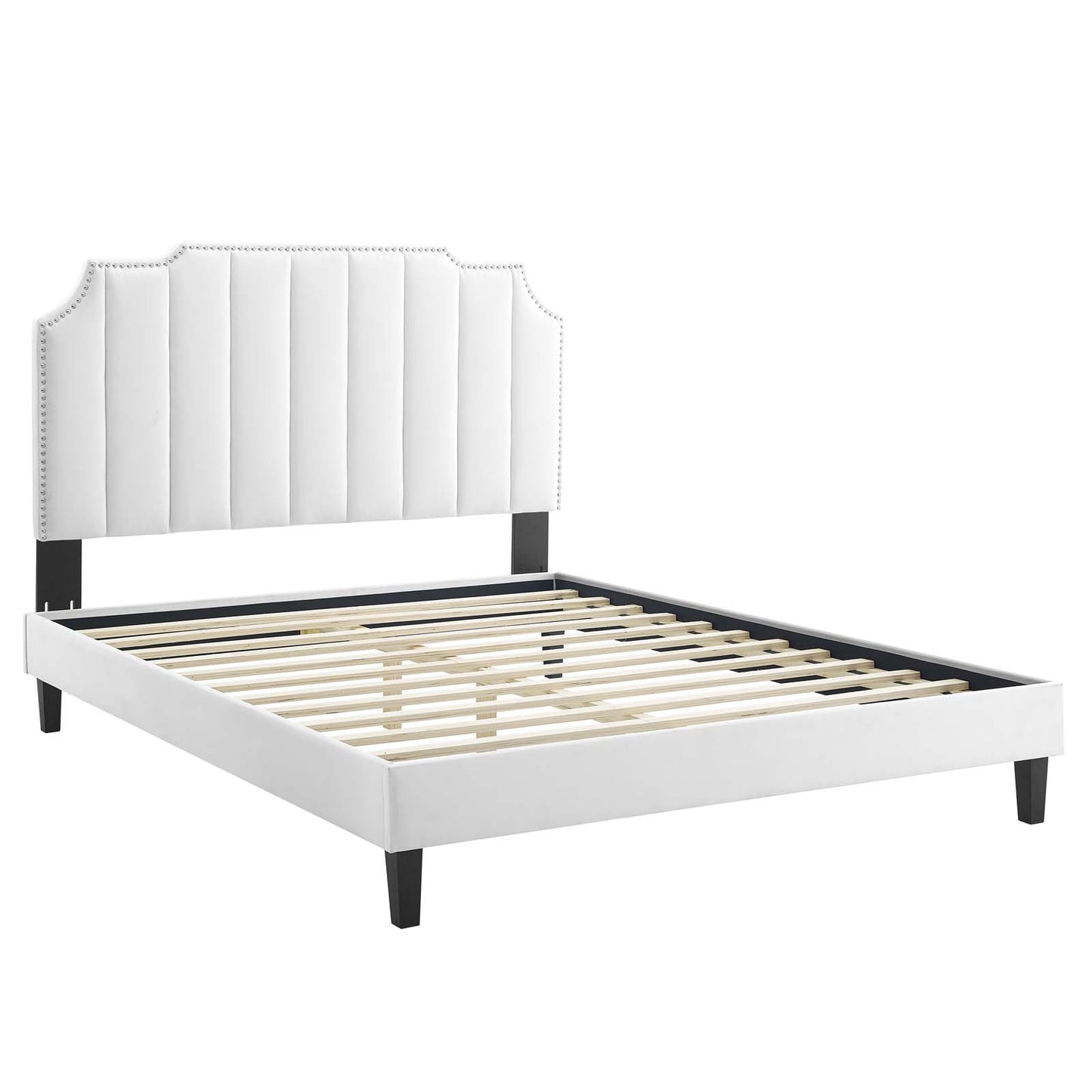 Colette Full Performance Velvet Platform Bed White MOD-6890-WHI