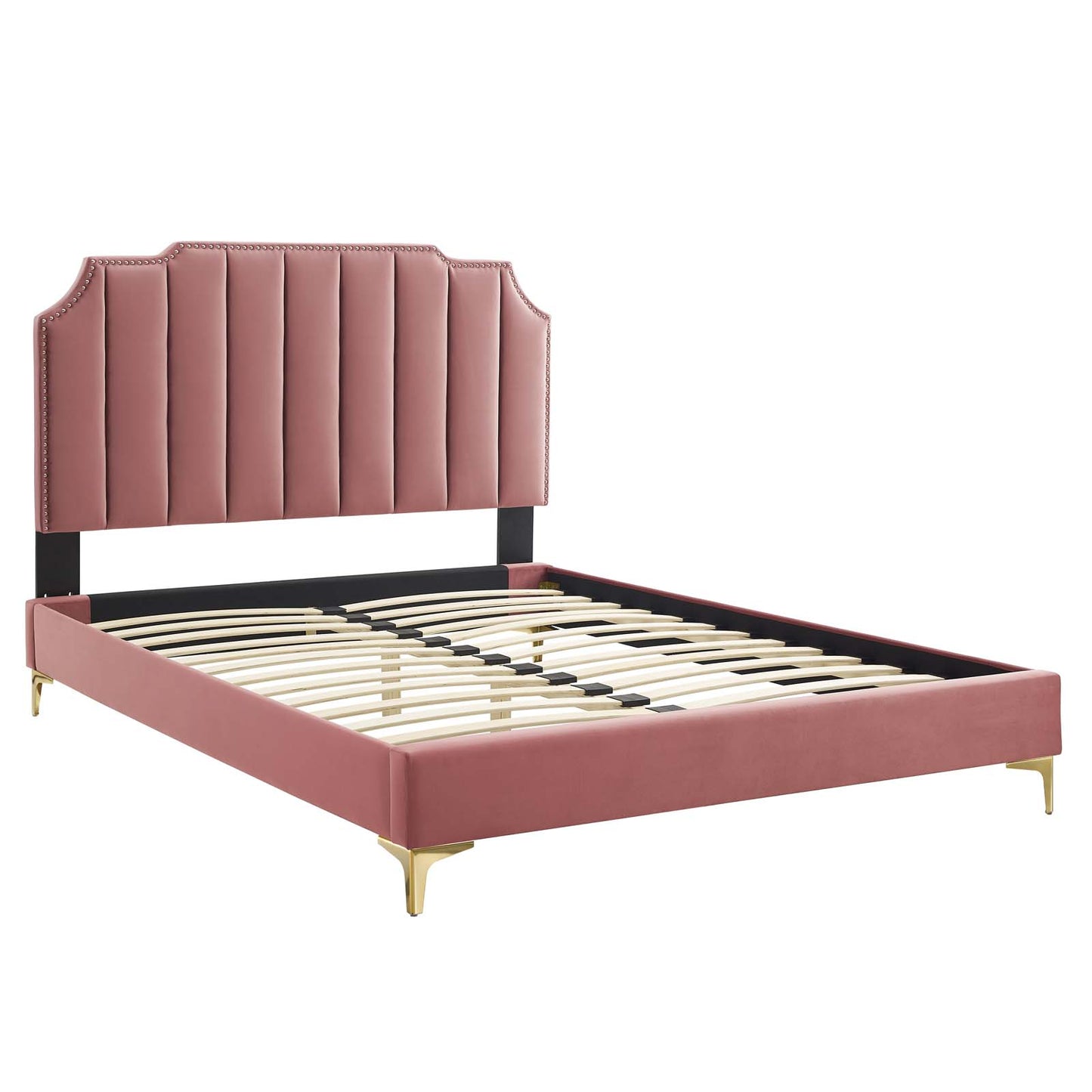 Colette King Performance Velvet Platform Bed Dusty Rose MOD-6894-DUS