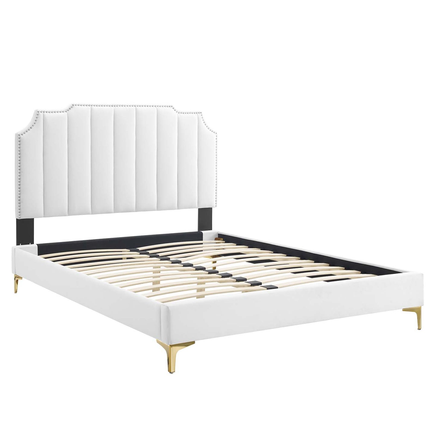 Colette King Performance Velvet Platform Bed White MOD-6894-WHI