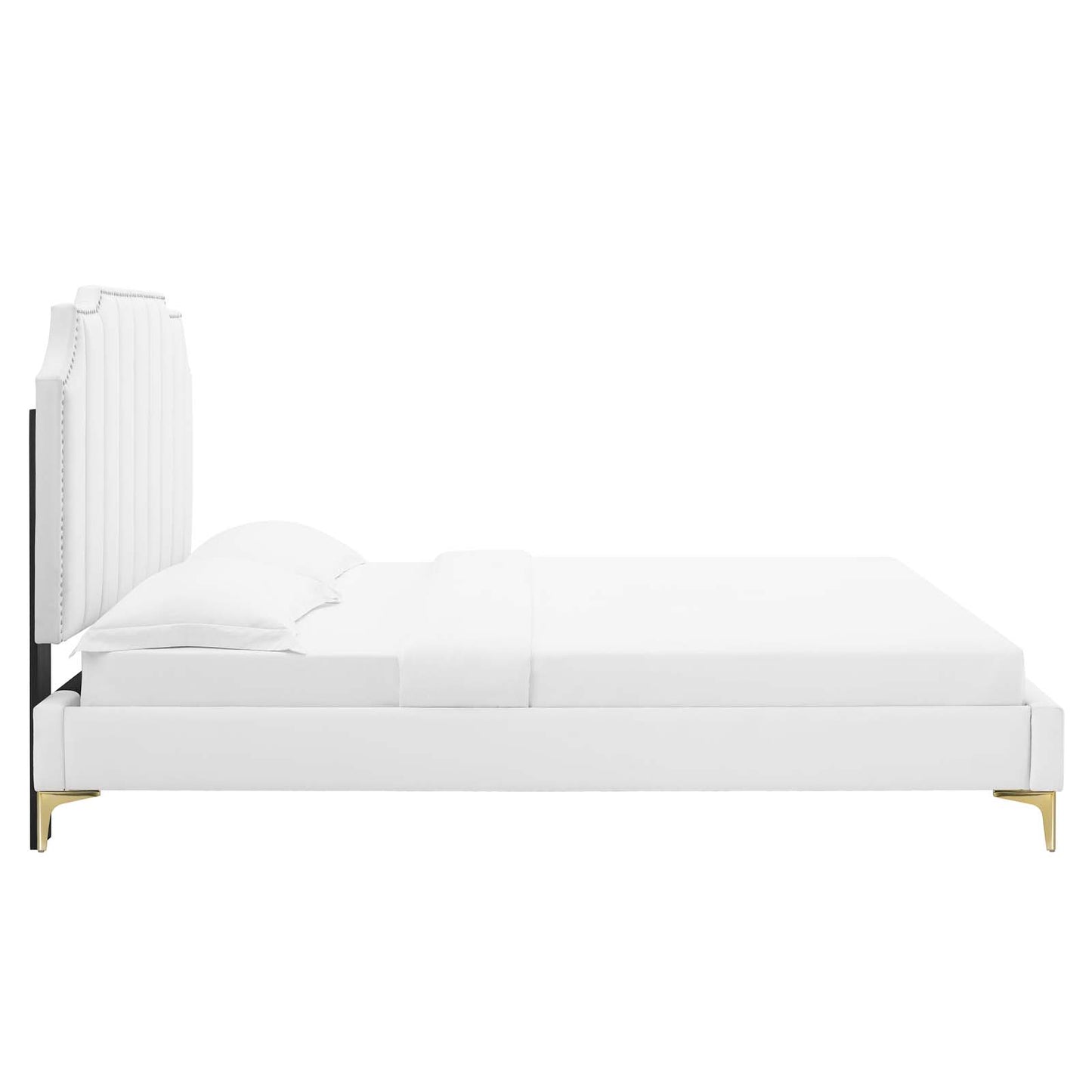 Colette King Performance Velvet Platform Bed White MOD-6894-WHI