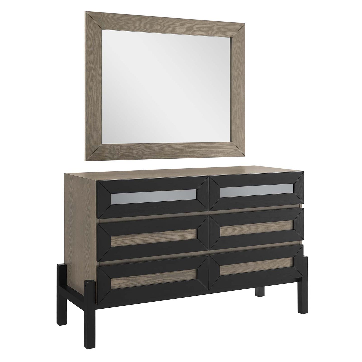 Merritt Dresser and Mirror Oak MOD-6951-OAK