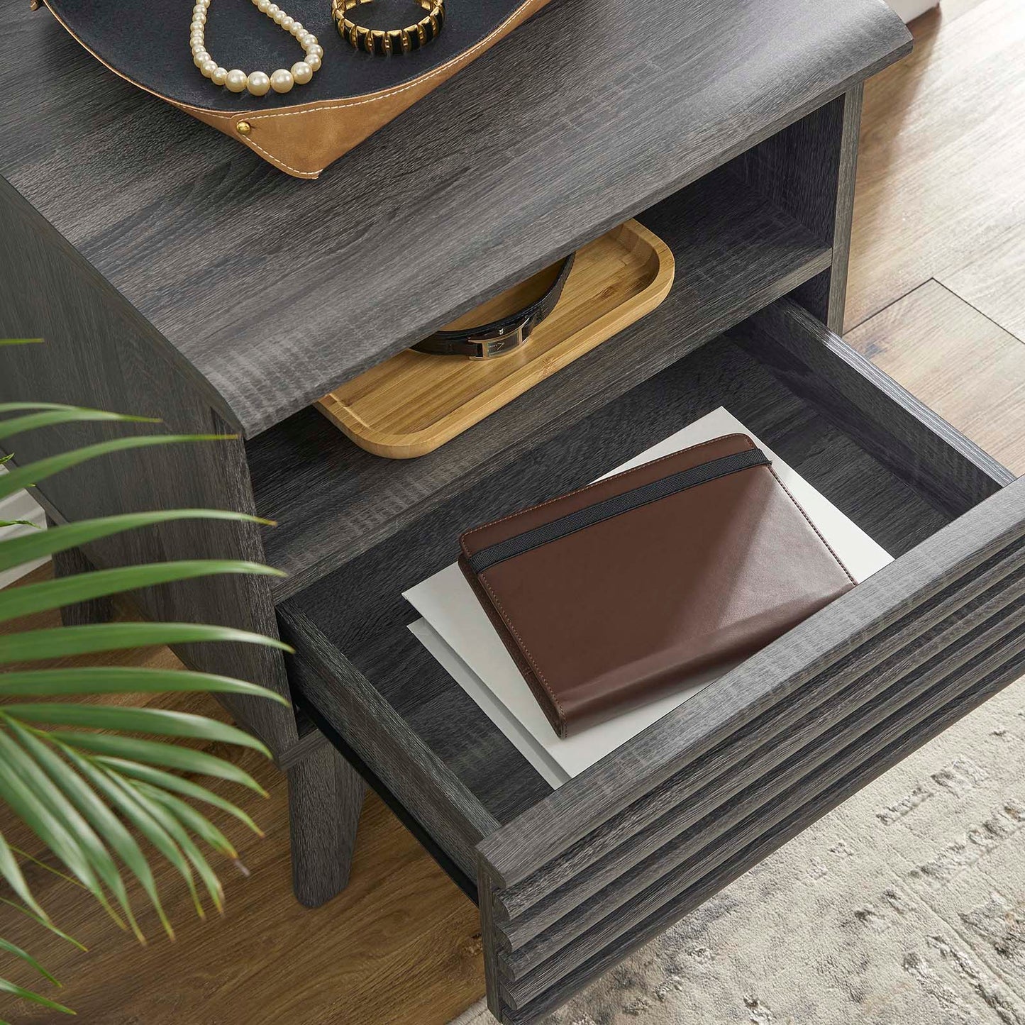 Render Nightstand MOD-7070 - Charcoal, Oak, Walnut Options Available