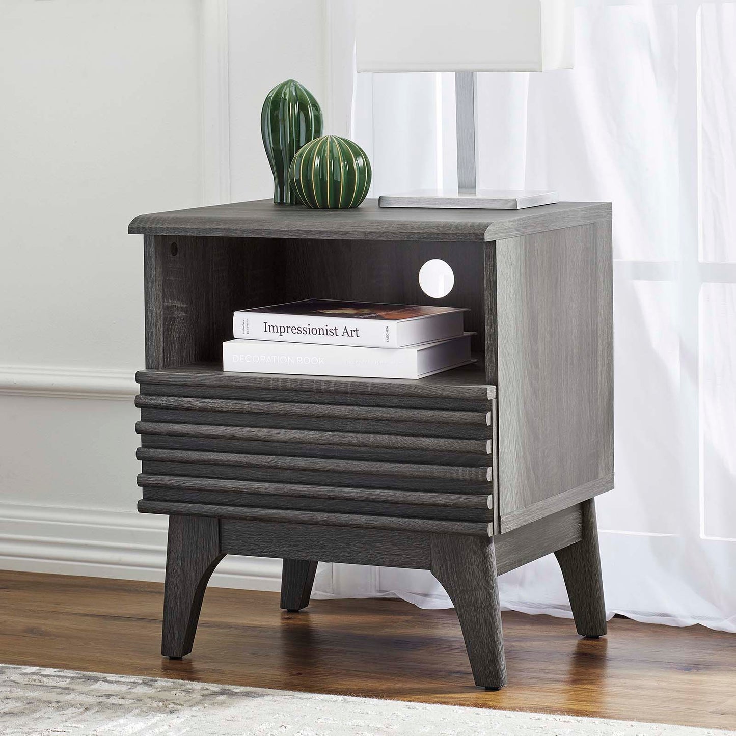 Render Nightstand MOD-7070 - Charcoal, Oak, Walnut Options Available