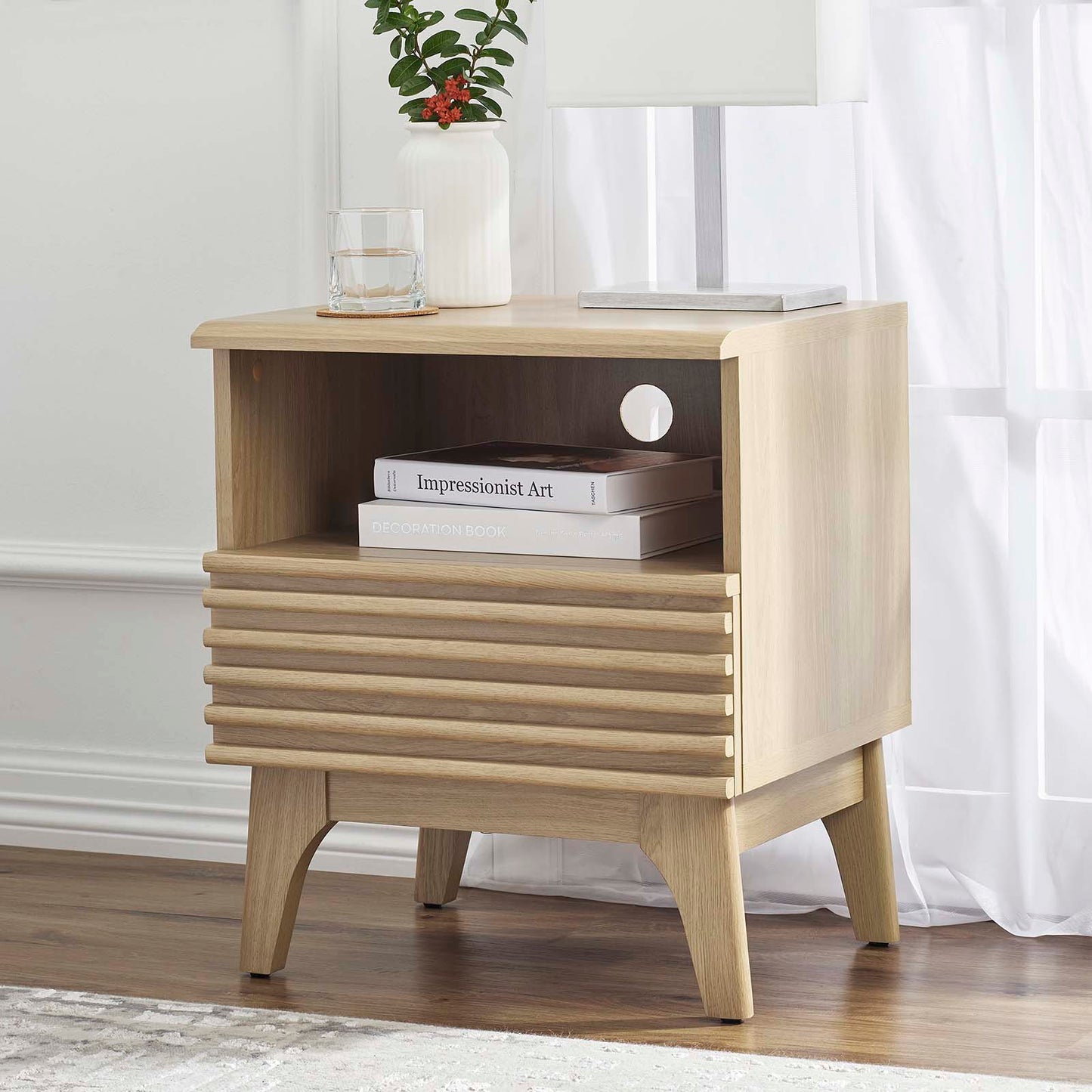 Render Nightstand MOD-7070 - Charcoal, Oak, Walnut Options Available
