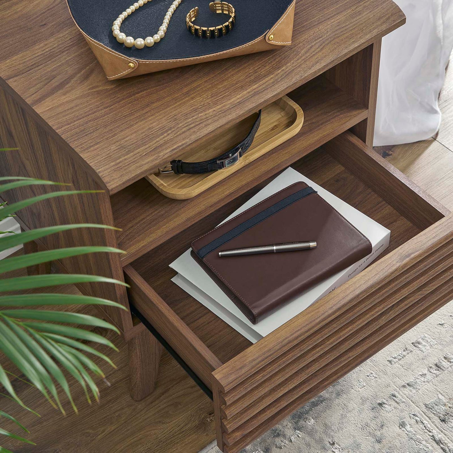 Render Nightstand MOD-7070 - Charcoal, Oak, Walnut Options Available
