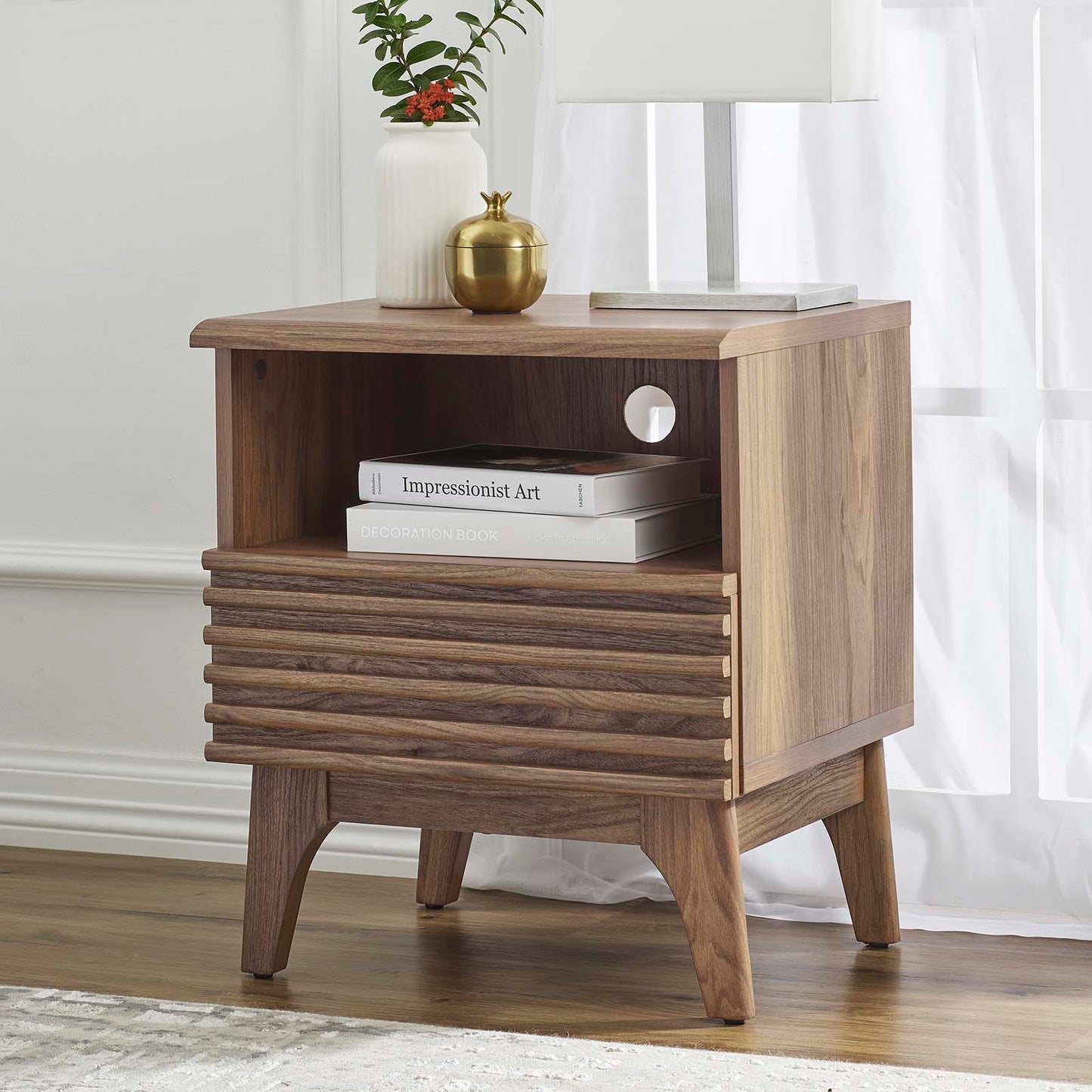 Render Nightstand MOD-7070 - Charcoal, Oak, Walnut Options Available