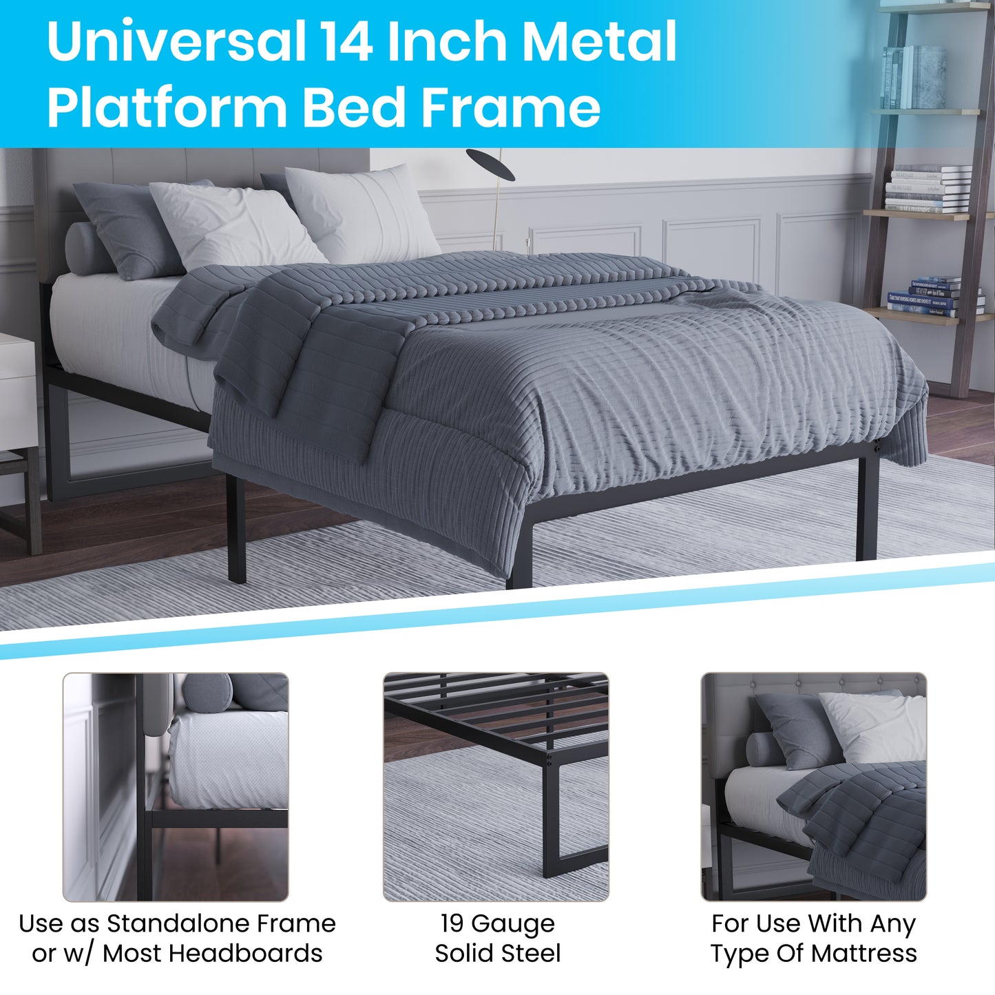 14 Inch Full Metal Bed Frame XU-BD10001-GG