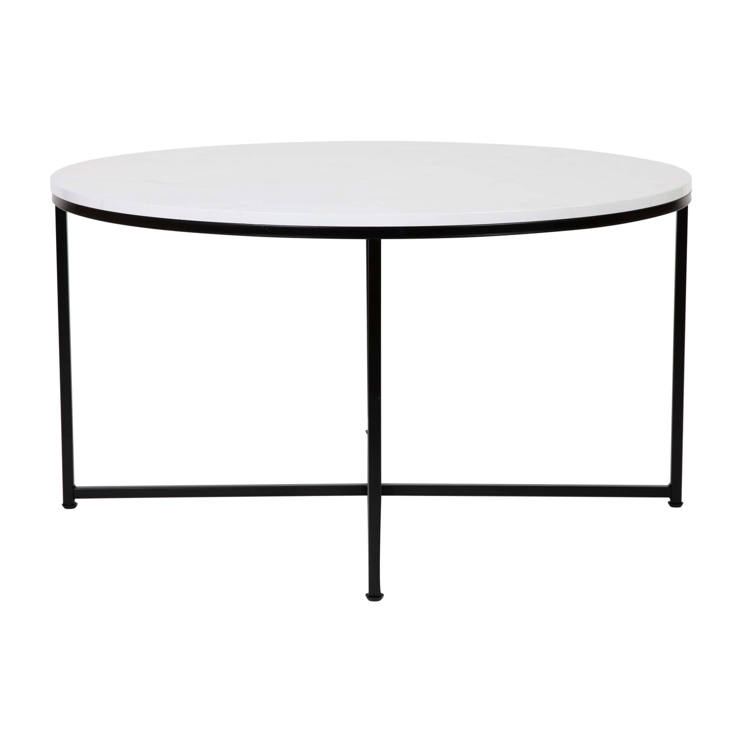 3PC White Marbled Table Set NAN-CEK-1787-MRBL-BK-GG