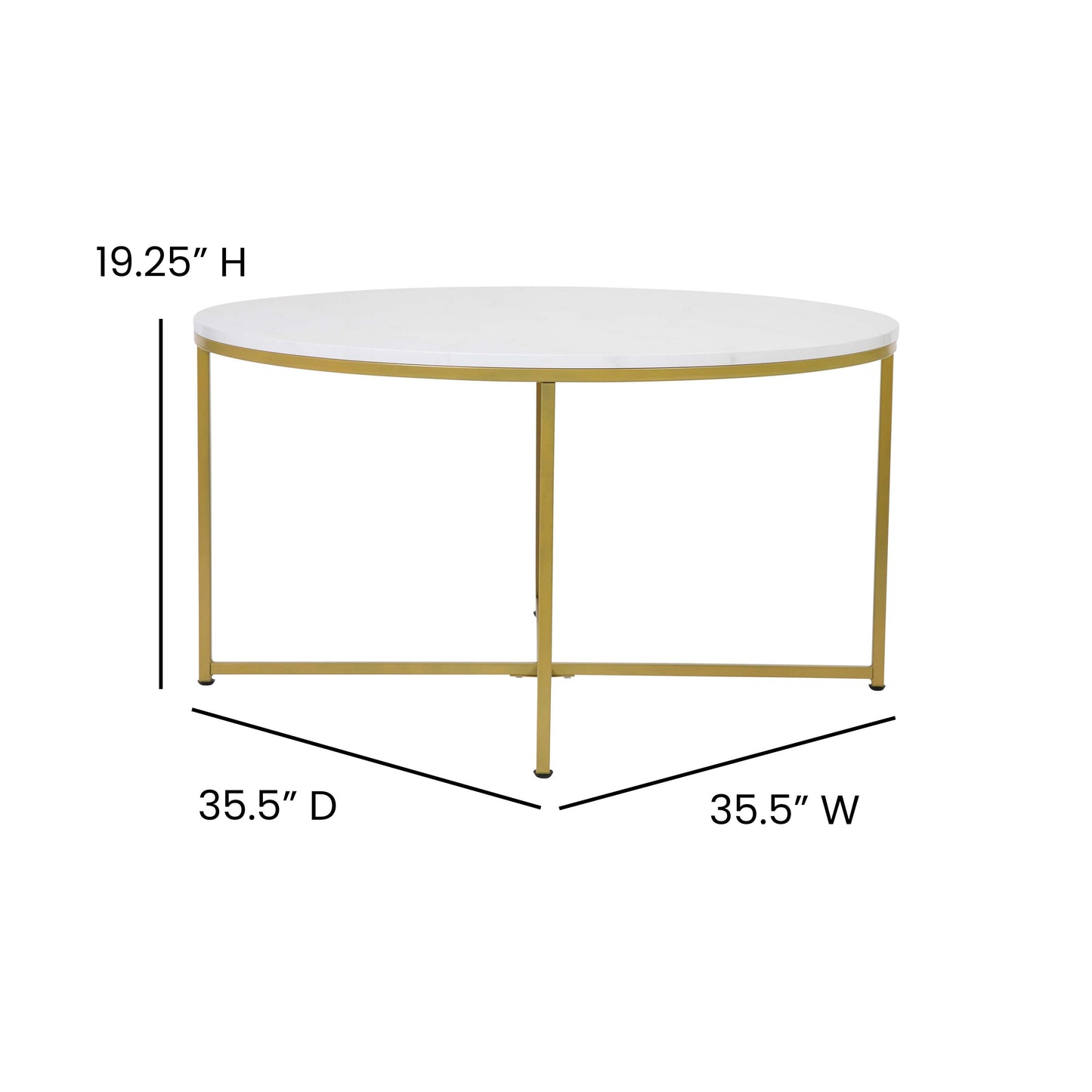 3PC White Marbled Table Set NAN-CEK-1787-MRBL-GG