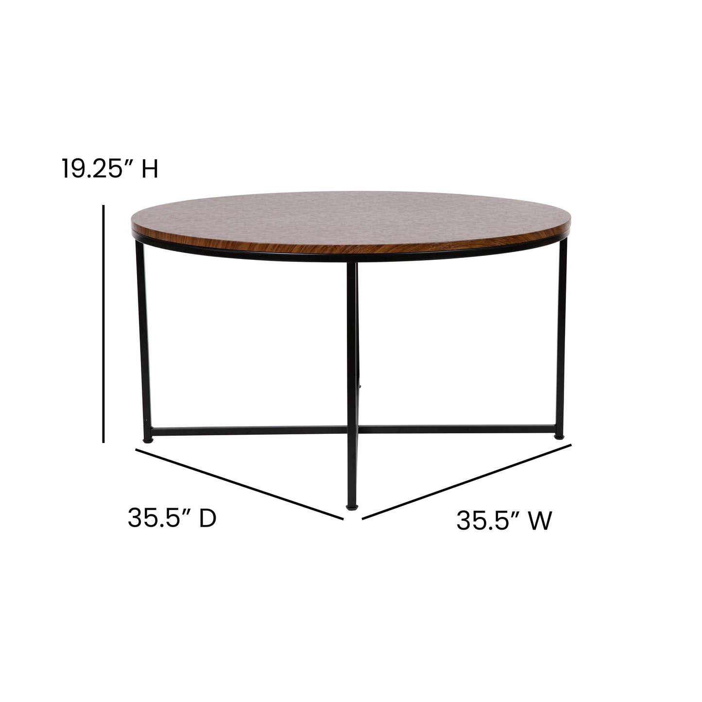 3PC Walnut Coffee Table Set NAN-CEK-1787-WAL-BK-GG
