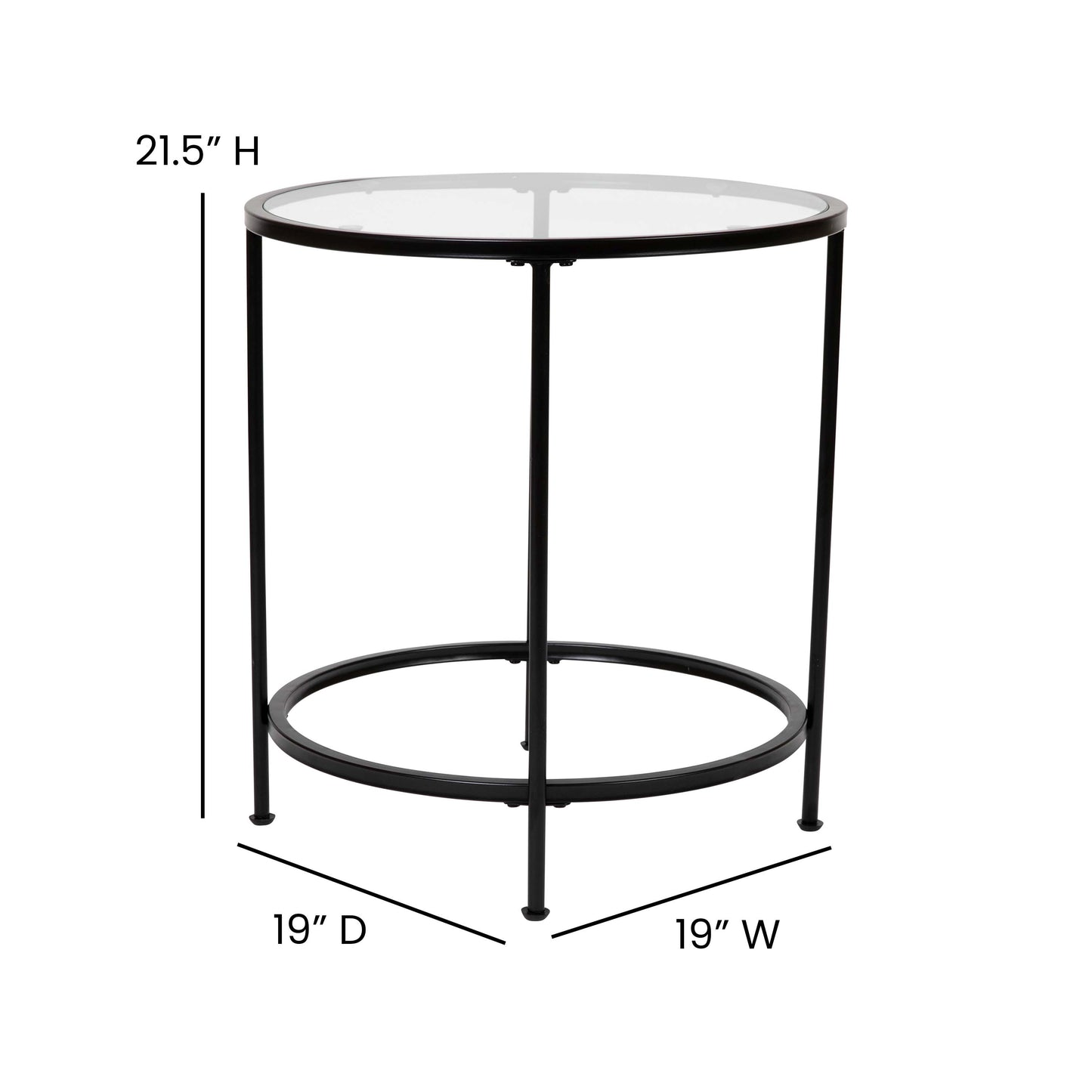 Glass End Table-Black Frame NAN-JN-21750ET-BK-GG