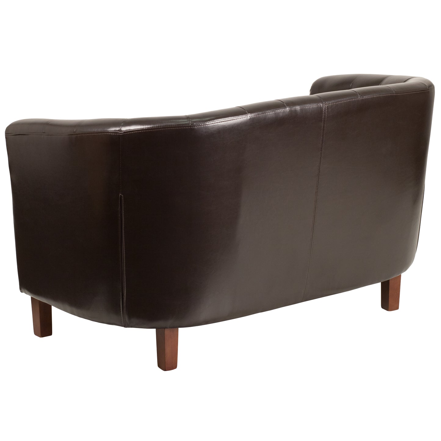 Brown Leather Barrel Loveseat QY-B16-2-HY-9030-8-BN-GG