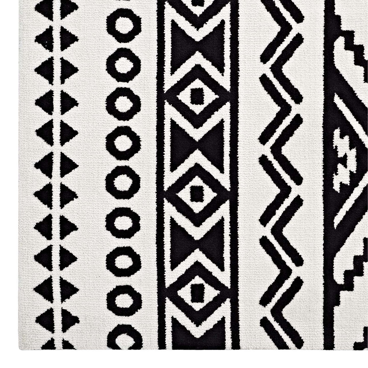 Haku Geometric Moroccan Tribal 5x8 Area Rug Black and White R-1010A-58