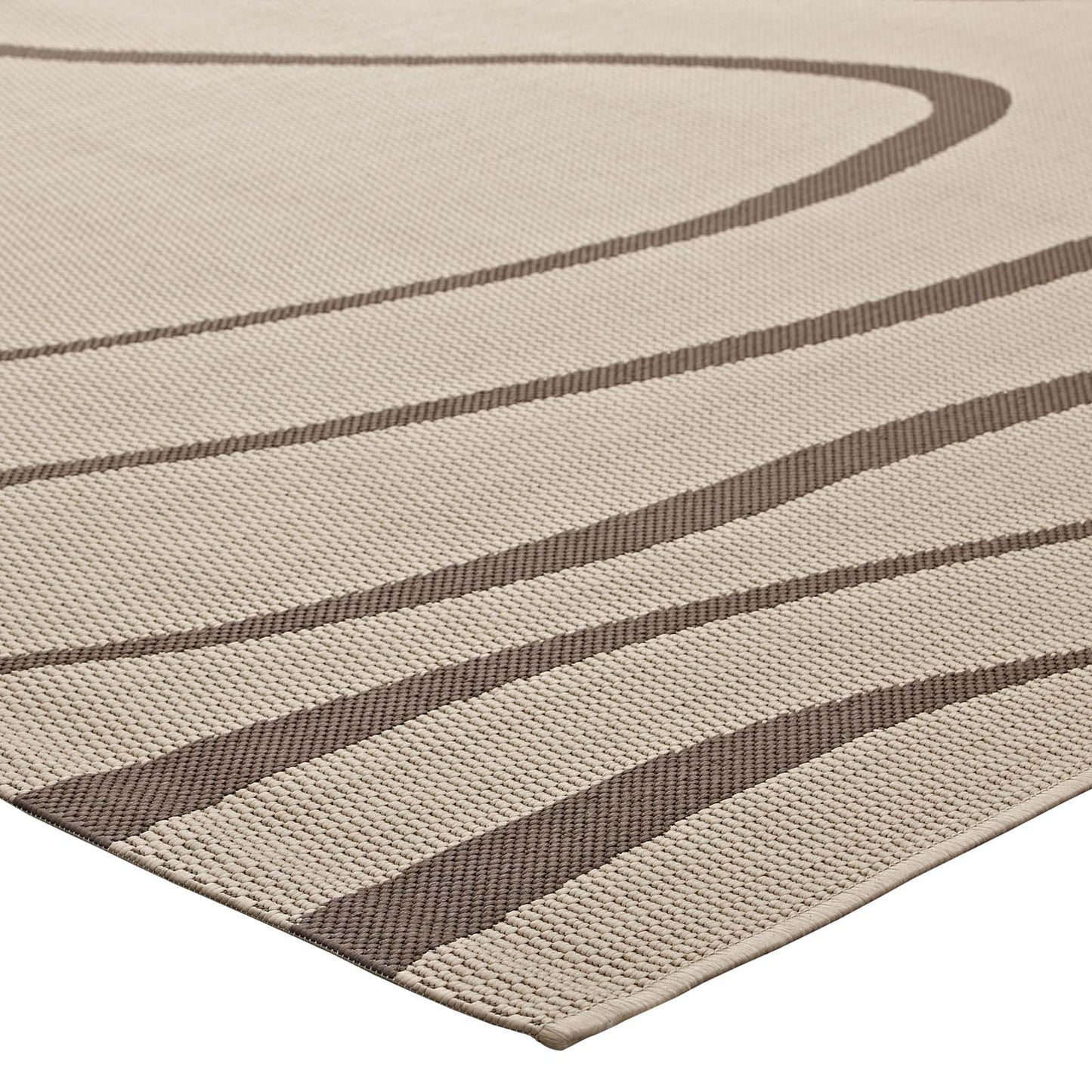 Surge Swirl Abstract 8x10 Indoor and Outdoor Area Rug Light and Dark Beige R-1138A-810