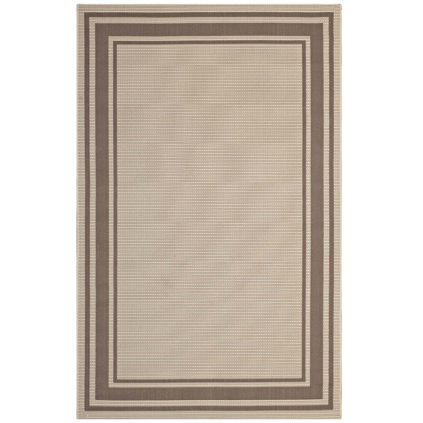 Rim Solid Border 5x8 Indoor and Outdoor Area Rug Light and Dark Beige R-1140A-58