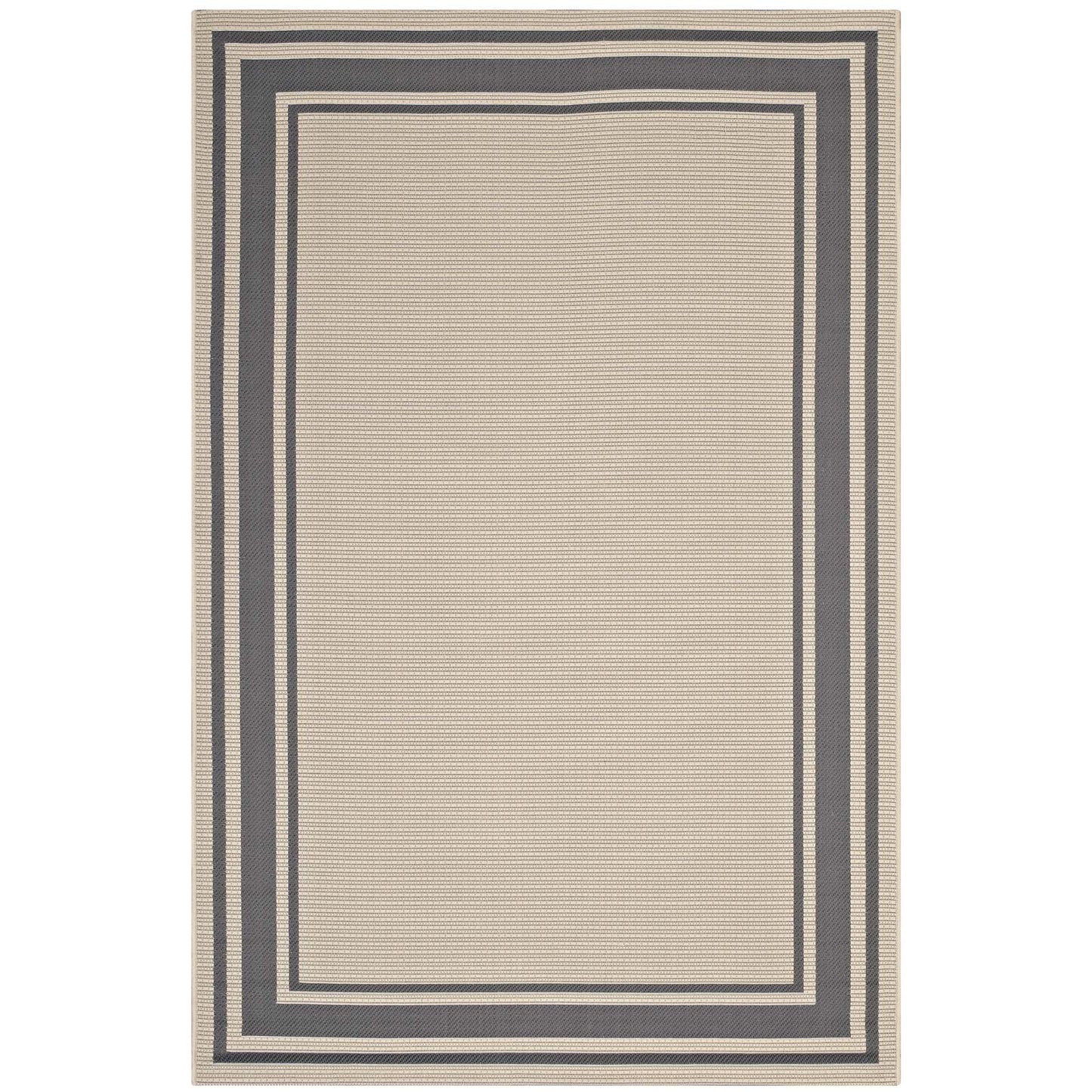 Rim Solid Border 8x10 Indoor and Outdoor Area Rug Gray and Beige R-1140D-810