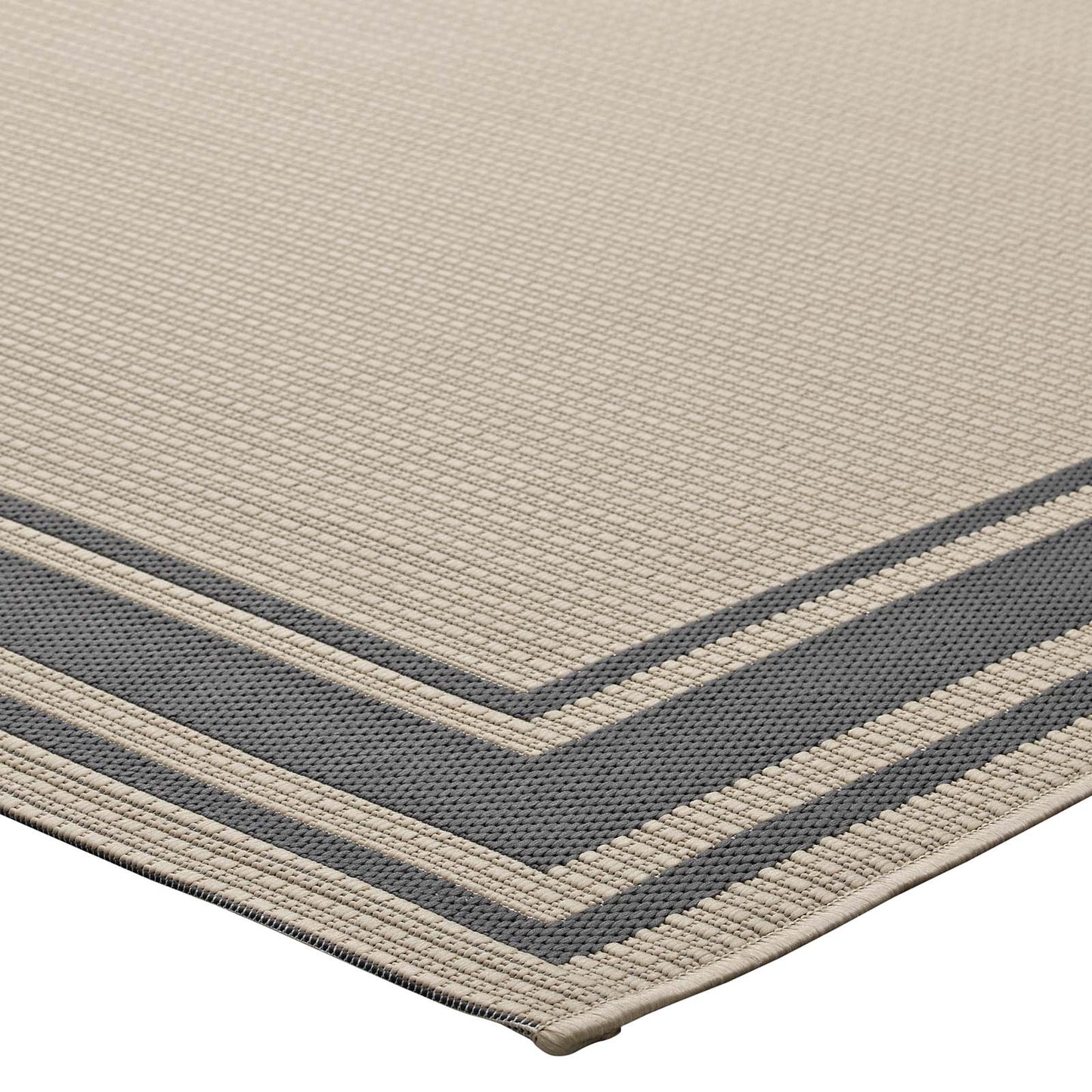 Rim Solid Border 8x10 Indoor and Outdoor Area Rug Gray and Beige R-1140D-810