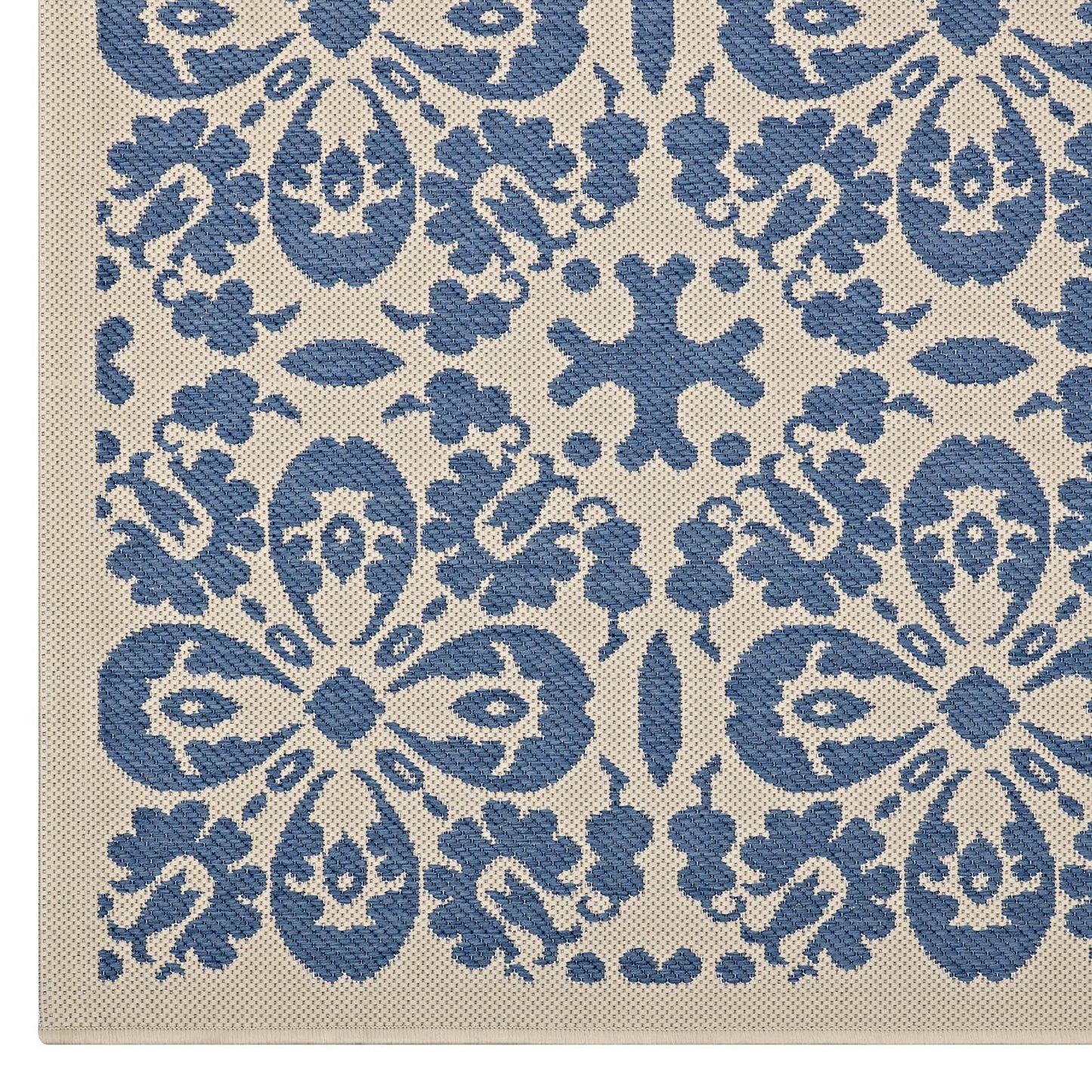 Ariana Vintage Floral Trellis 4x6 Indoor and Outdoor Area Rug Blue and Beige R-1142C-46