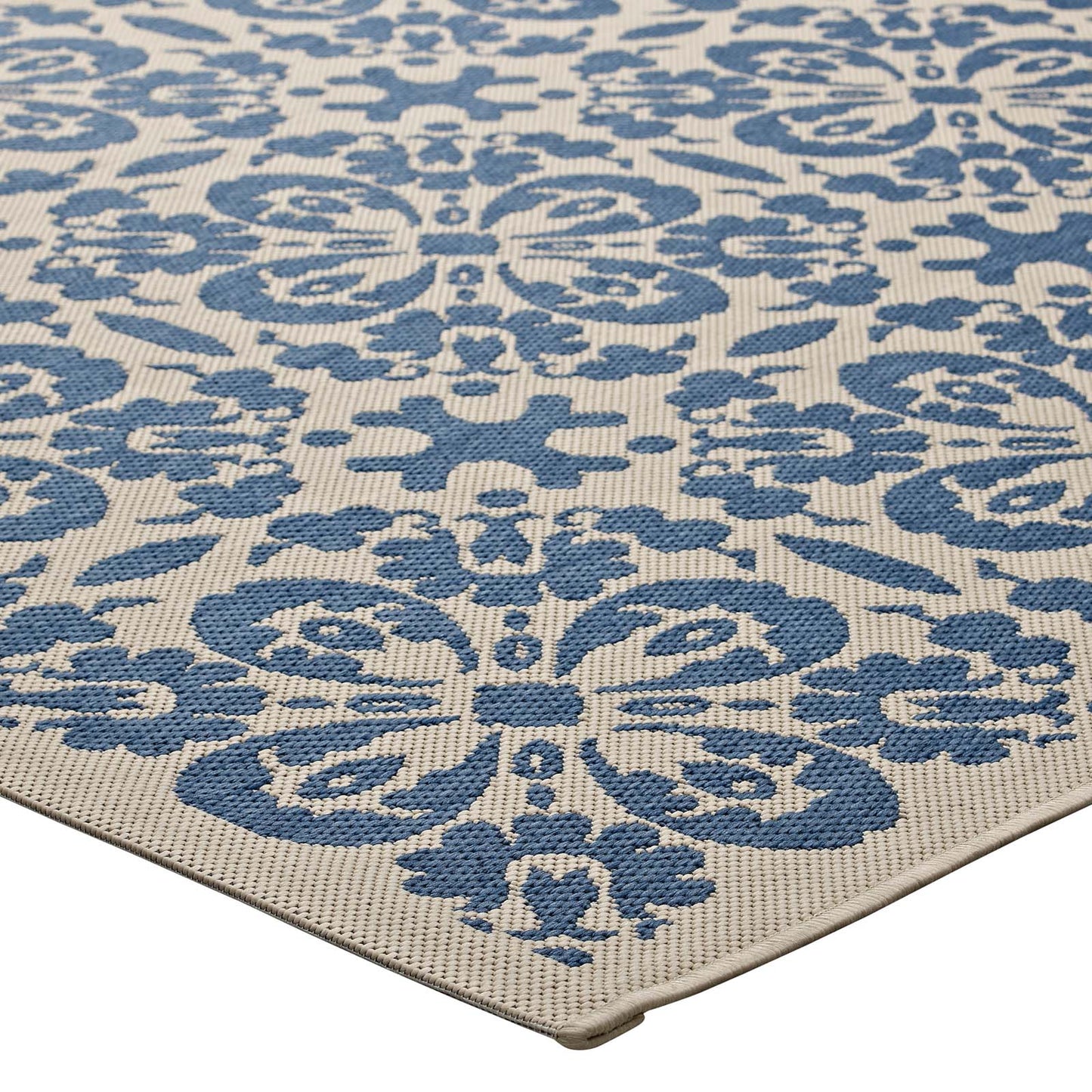 Ariana Vintage Floral Trellis 4x6 Indoor and Outdoor Area Rug Blue and Beige R-1142C-46
