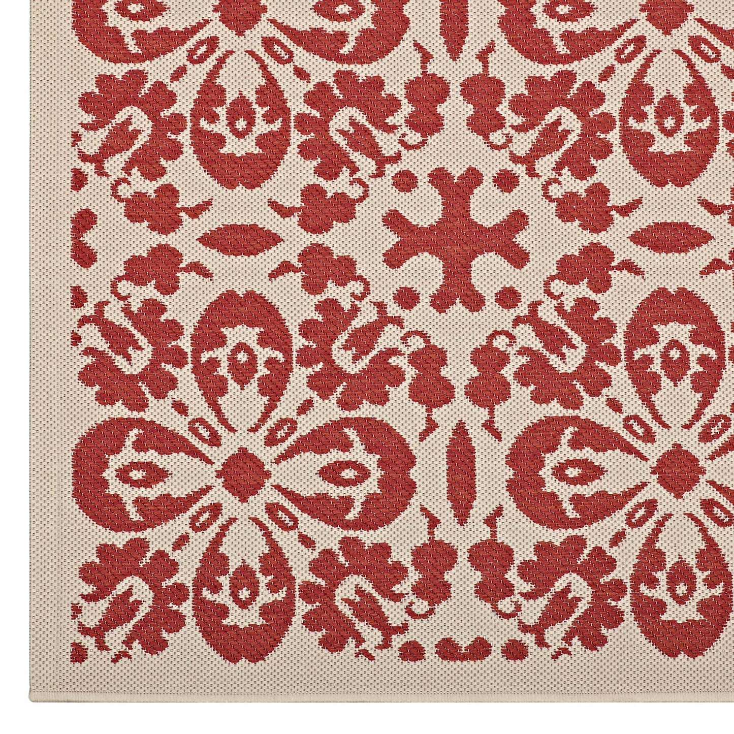 Ariana Vintage Floral Trellis 5x8 Indoor and Outdoor Area Rug Red and Beige R-1142D-58