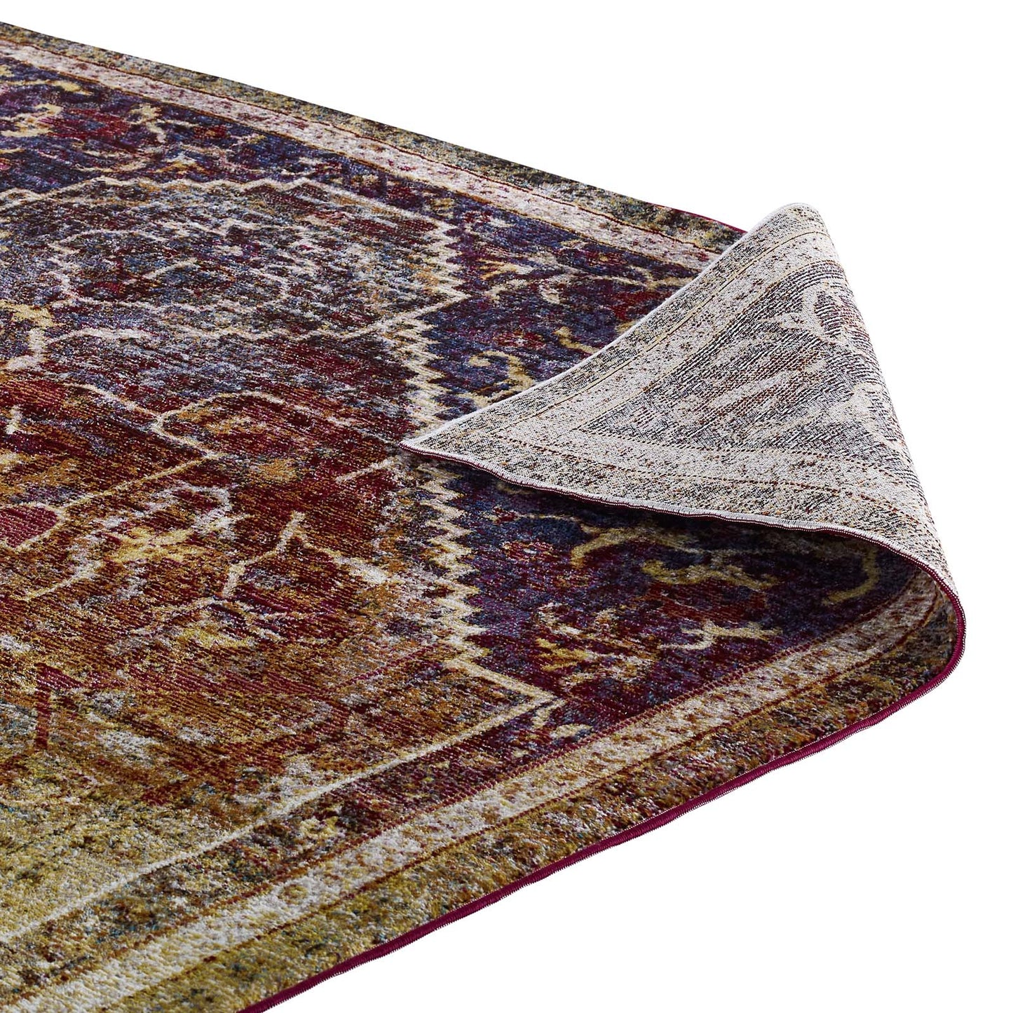 Success Kaede Transitional Distressed Vintage Floral Persian Medallion 5x8 Area Rug Multicolored R-1157A-58