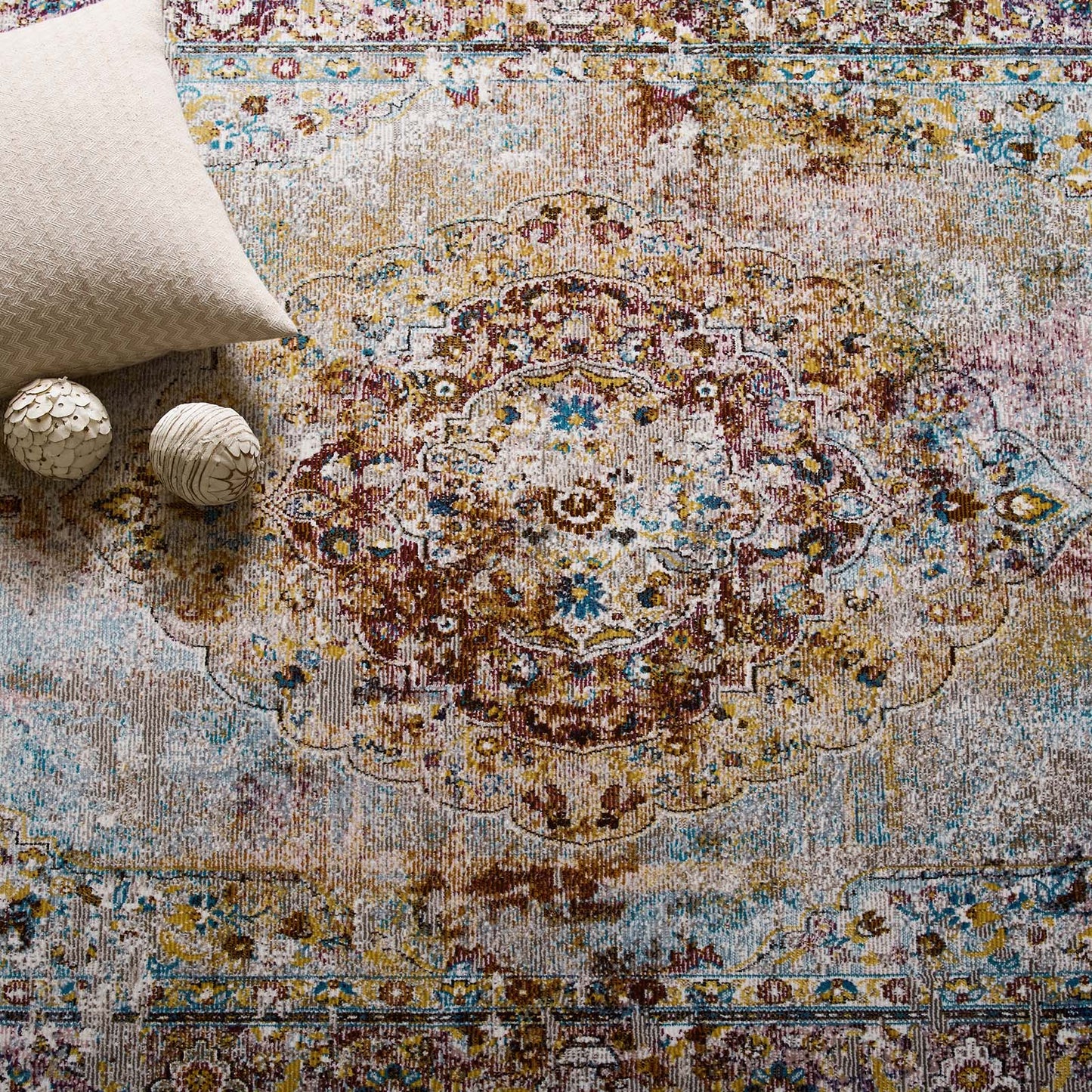 Success Merritt Transitional Distressed Floral Persian Medallion  5x8 Area Rug Multicolored R-1158A-58
