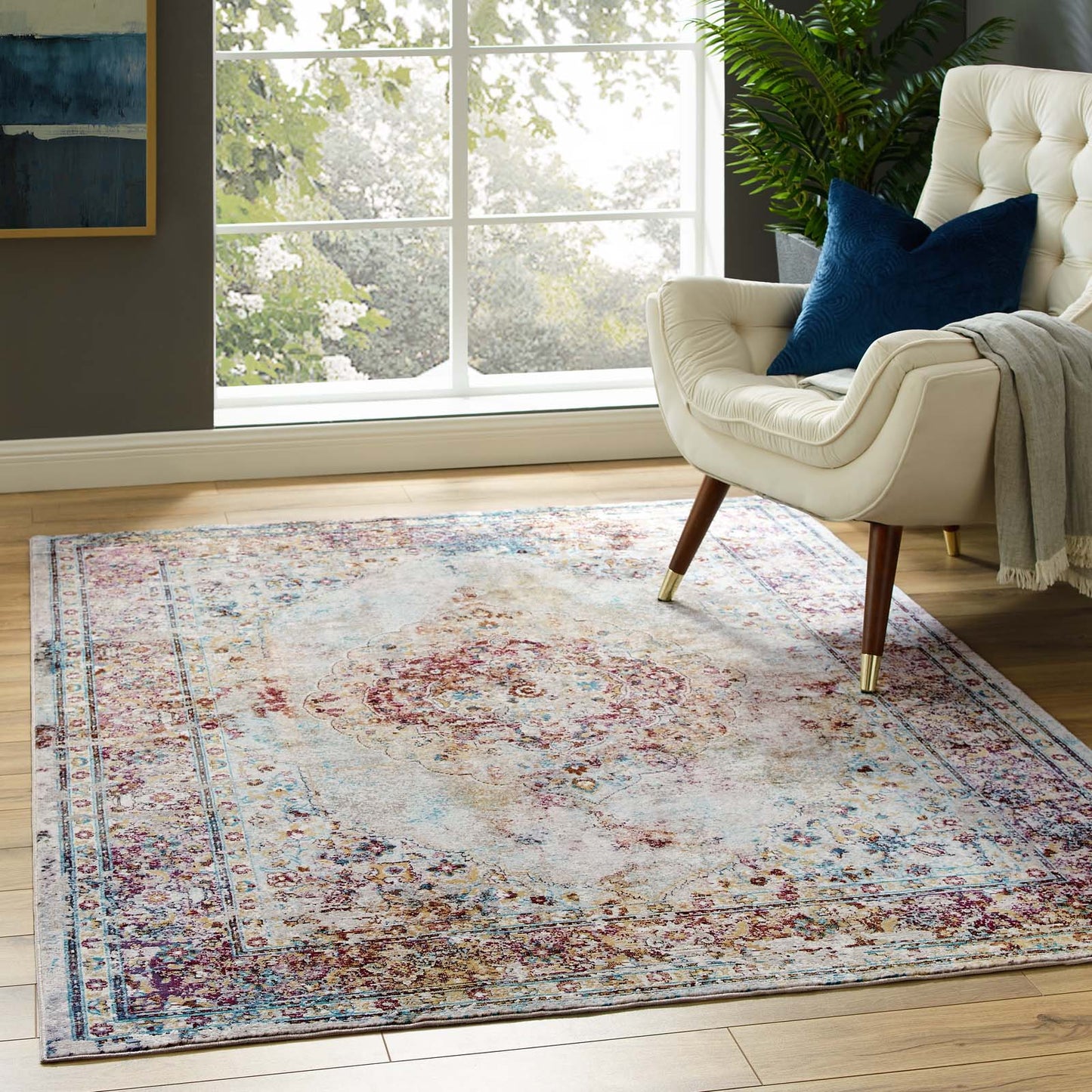 Success Merritt Transitional Distressed Floral Persian Medallion  5x8 Area Rug Multicolored R-1158A-58