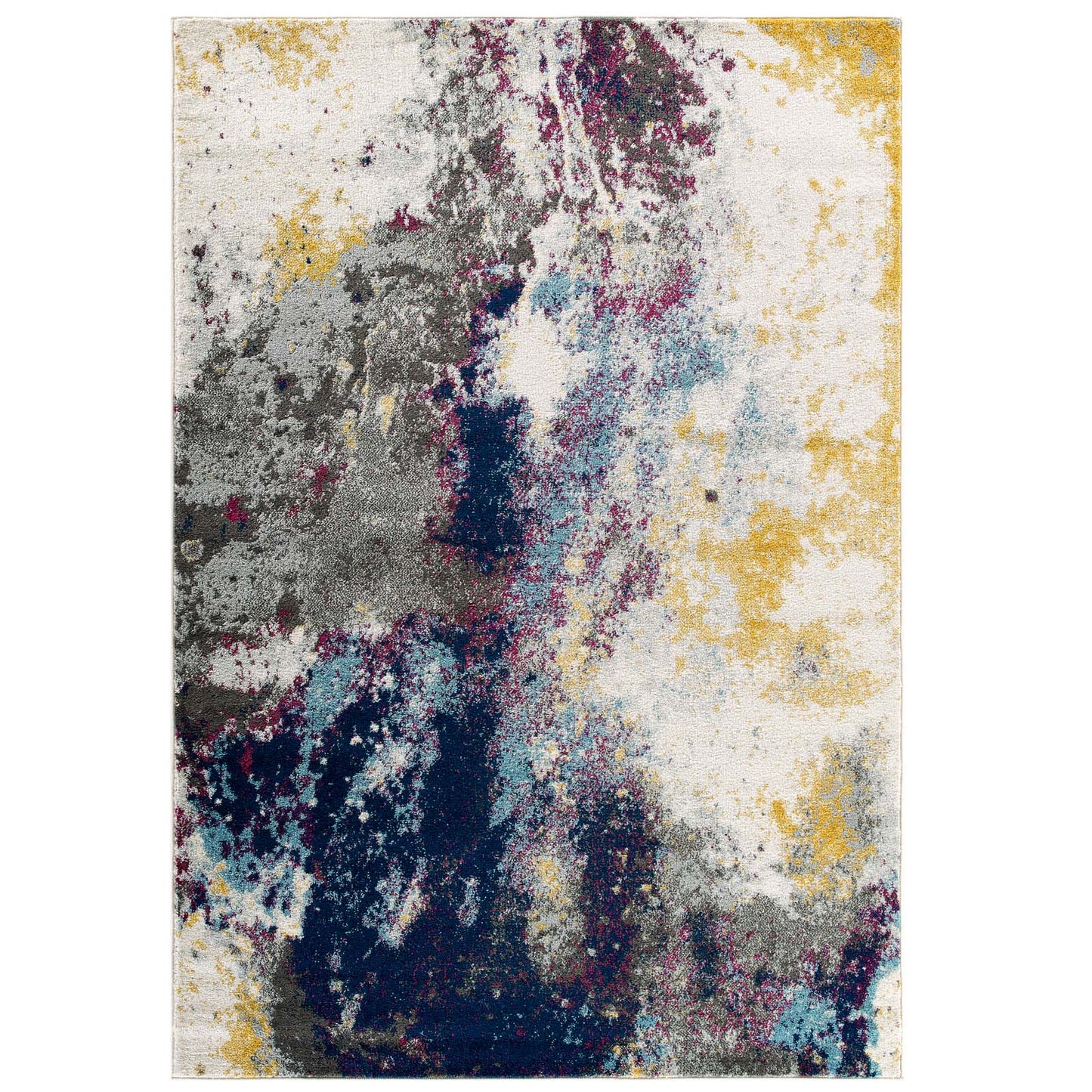 Entourage Adeline Contemporary Modern Abstract 8x10 Area Rug Blue, Gray, Yellow, Ivory, Pink R-1167B-810