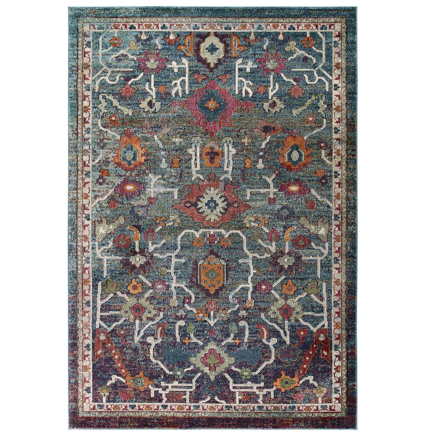 Tribute Every Distressed Vintage Floral 5x8 Area Rug Multicolored R-1186A-58