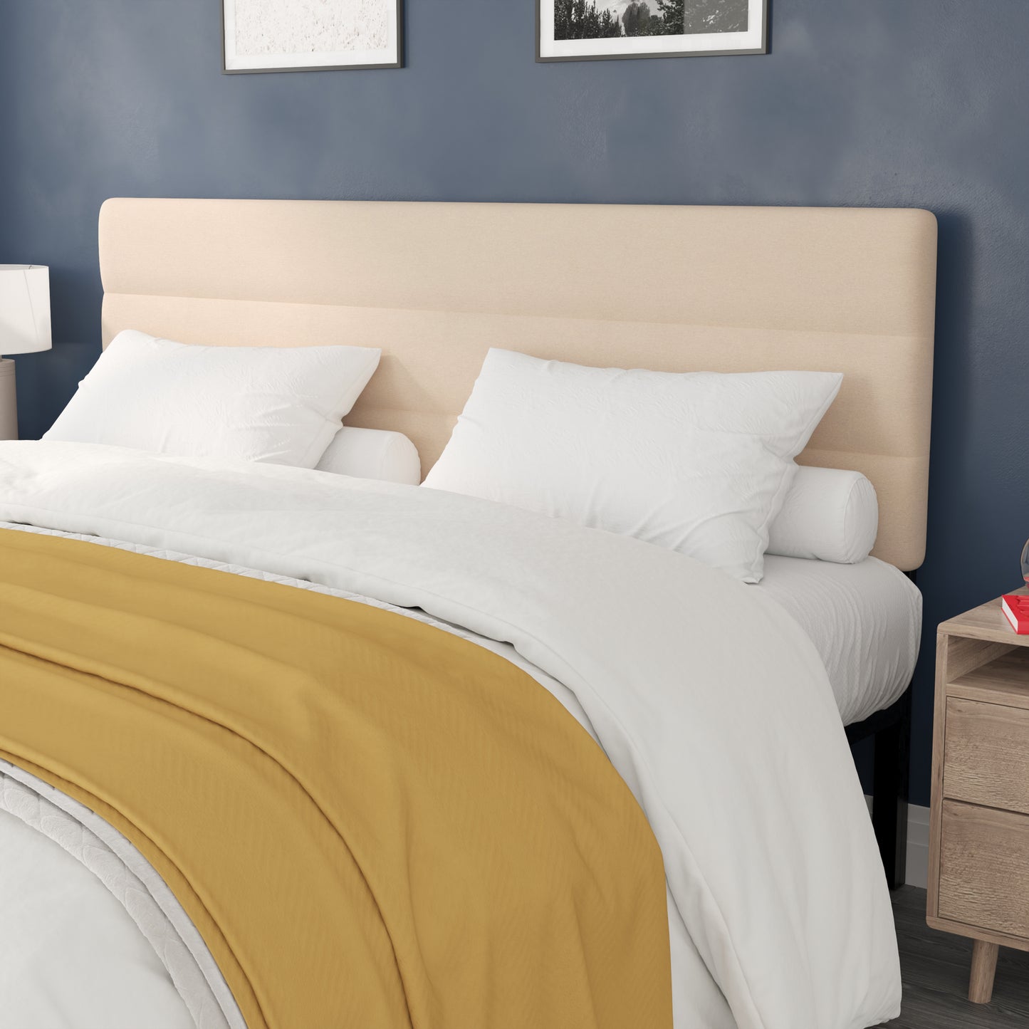 Tufted Headboard - Full, King, Queen, Twin - Blue, Cream, Gray, Taupe