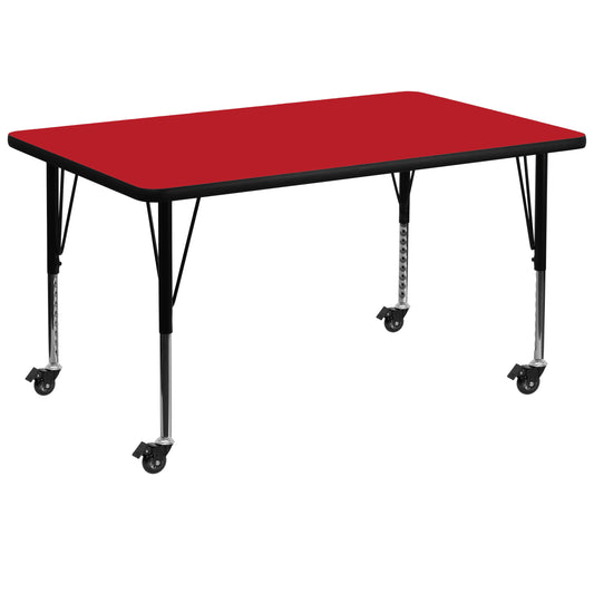 36x72 REC Red Activity Table XU-A3672-REC-RED-H-P-CAS-GG