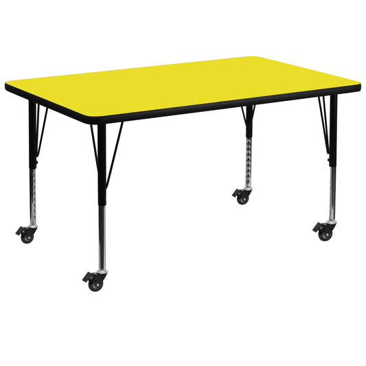 36x72 Yellow Activity Table XU-A3672-REC-YEL-H-P-CAS-GG