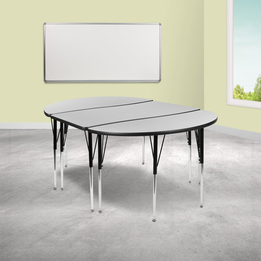3PC 76" Oval Grey Table Set XU-GRP-A3048CON-48-GY-T-A-GG