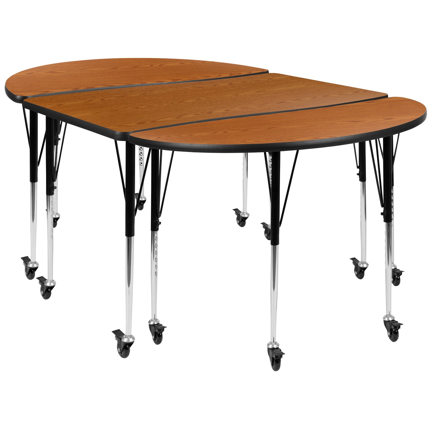 3PC 76" Oval Oak Table Set XU-GRP-A3048CON-48-OAK-T-A-CAS-GG