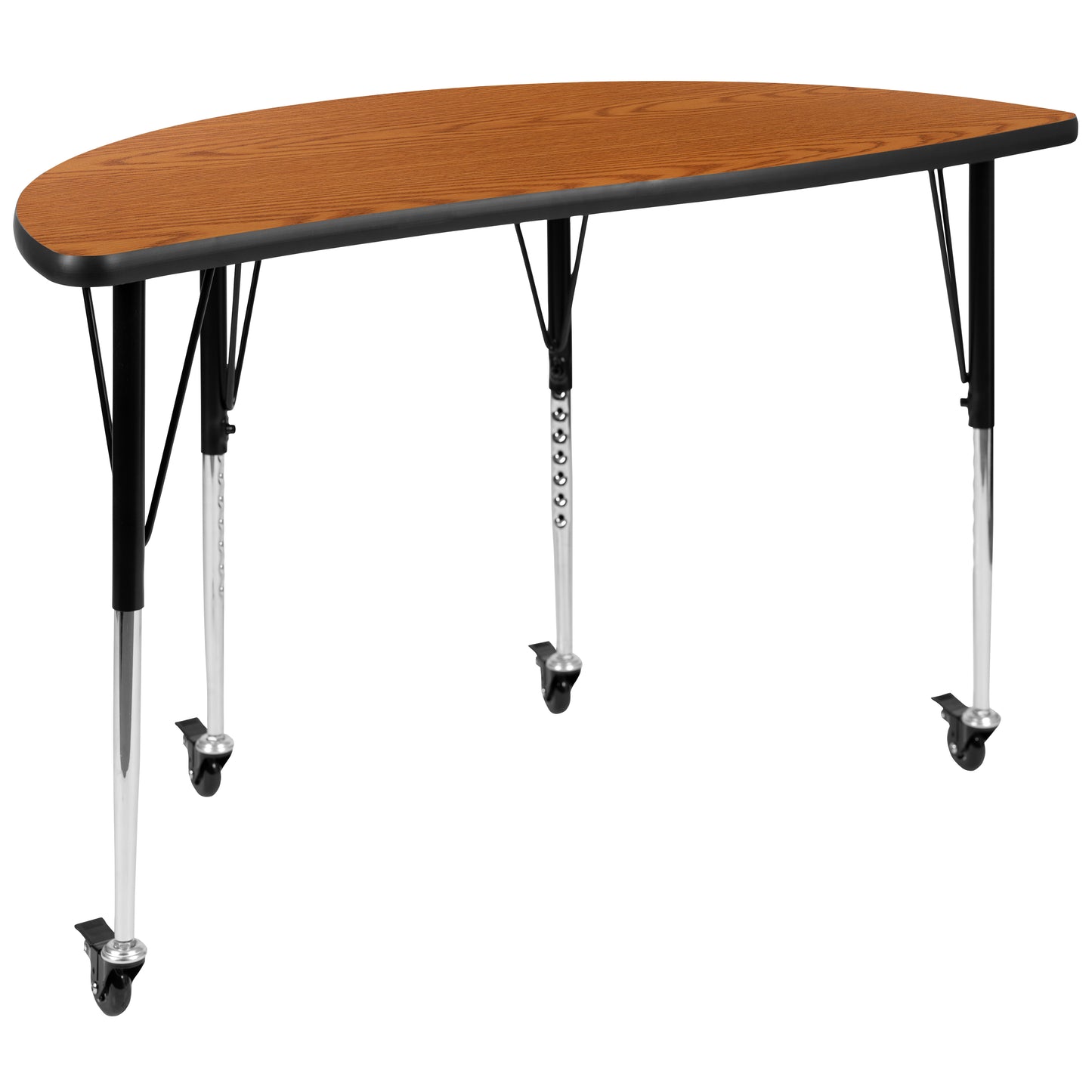 3PC 76" Oval Oak Table Set XU-GRP-A3048CON-48-OAK-T-A-CAS-GG