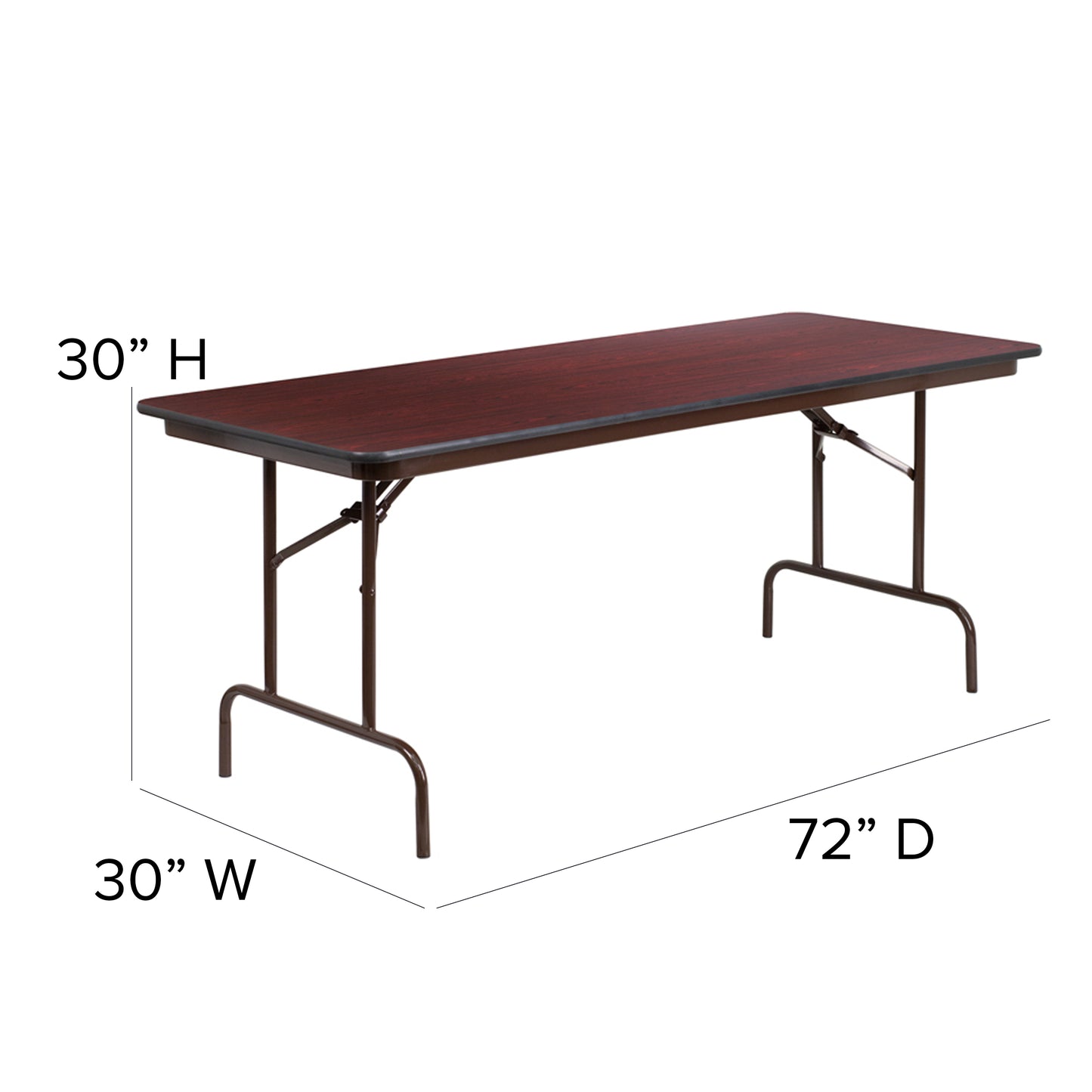 30x72 Mahogany Wood Fold Table YT-3072-MEL-WAL-GG