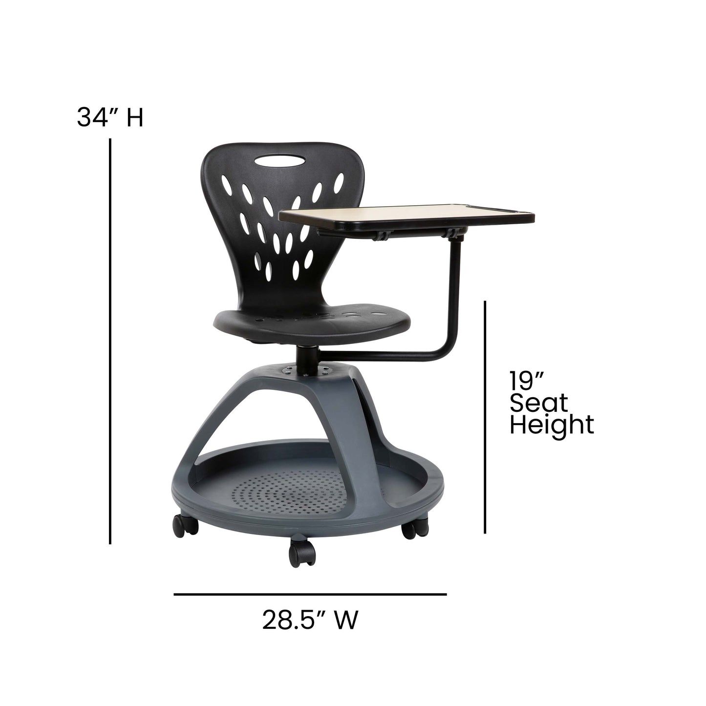 Mobile Desk Chair - Black YU-YCX-019-BK-GG