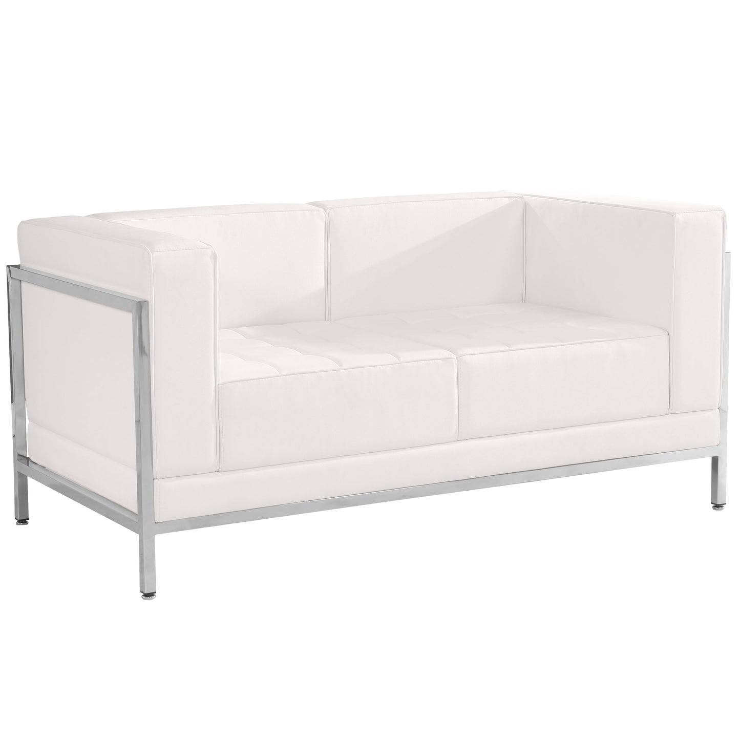 White Leather Loveseat ZB-IMAG-LS-WH-GG
