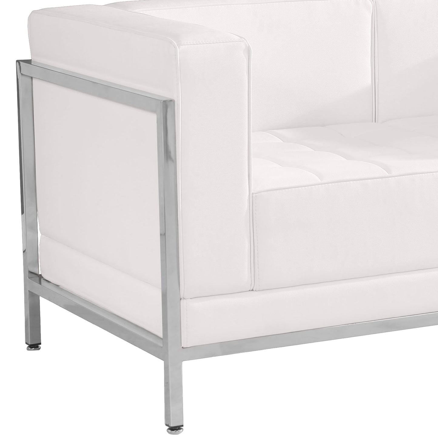 White Leather Loveseat ZB-IMAG-LS-WH-GG