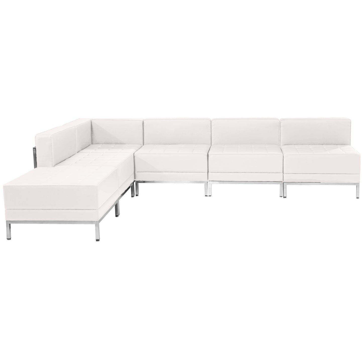 White Leather Sectional, 6 PC ZB-IMAG-SECT-SET10-WH-GG