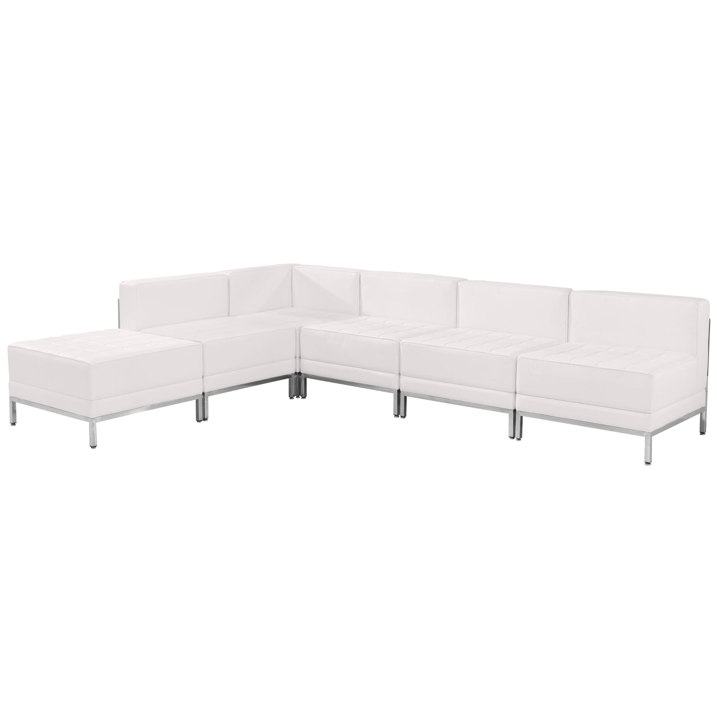 White Leather Sectional, 6 PC ZB-IMAG-SECT-SET10-WH-GG