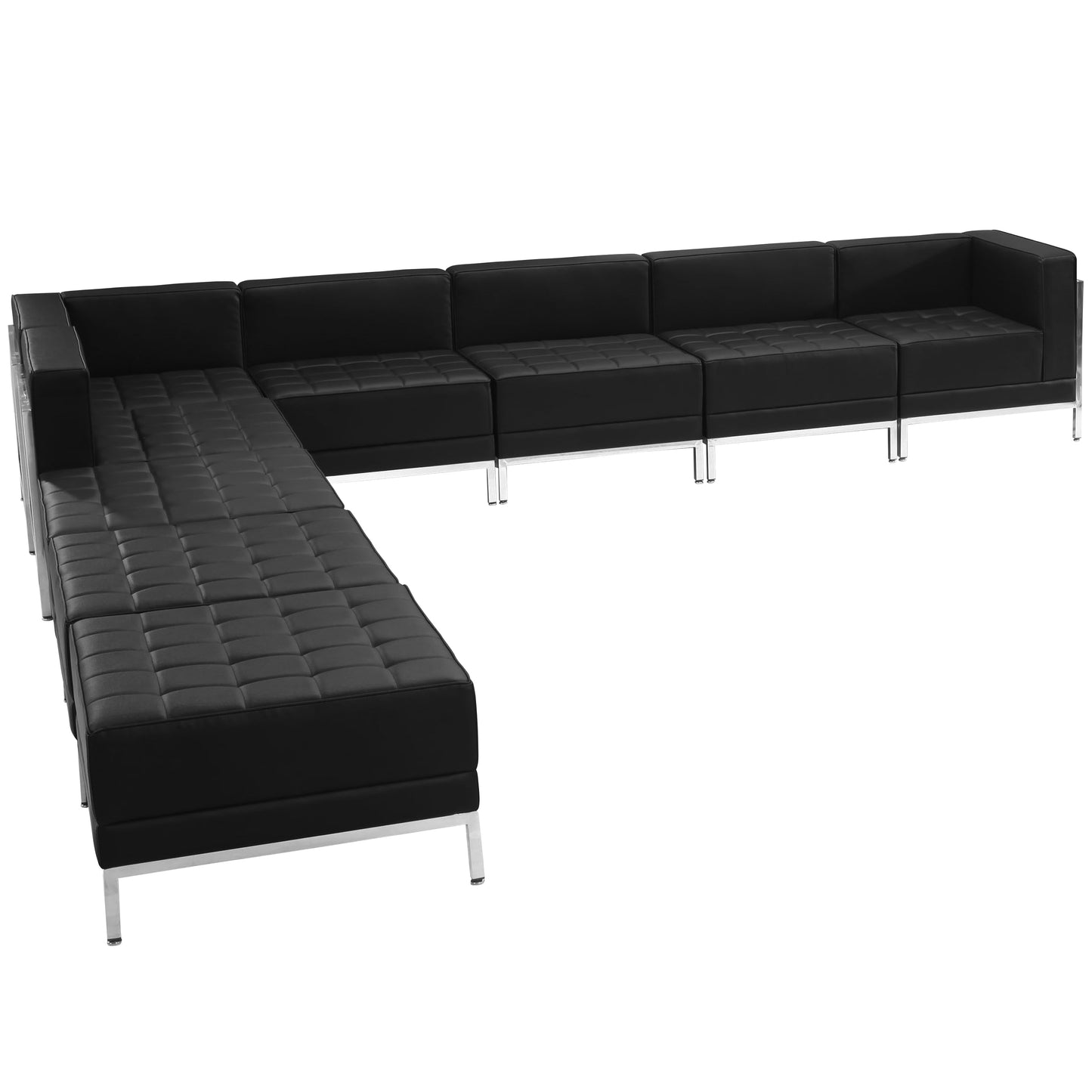 Black Leather Sectional, 9 PC ZB-IMAG-SECT-SET11-GG