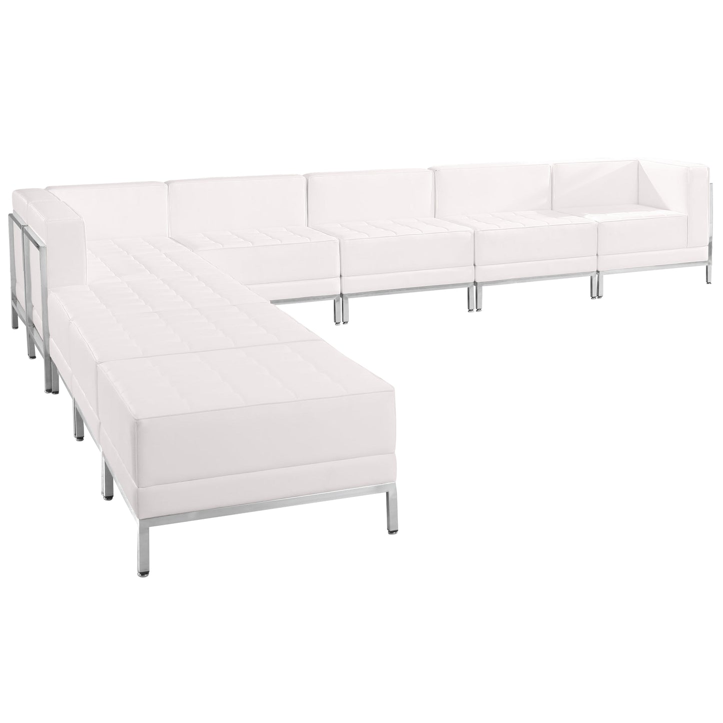 White Leather Sectional, 9 PC ZB-IMAG-SECT-SET11-WH-GG