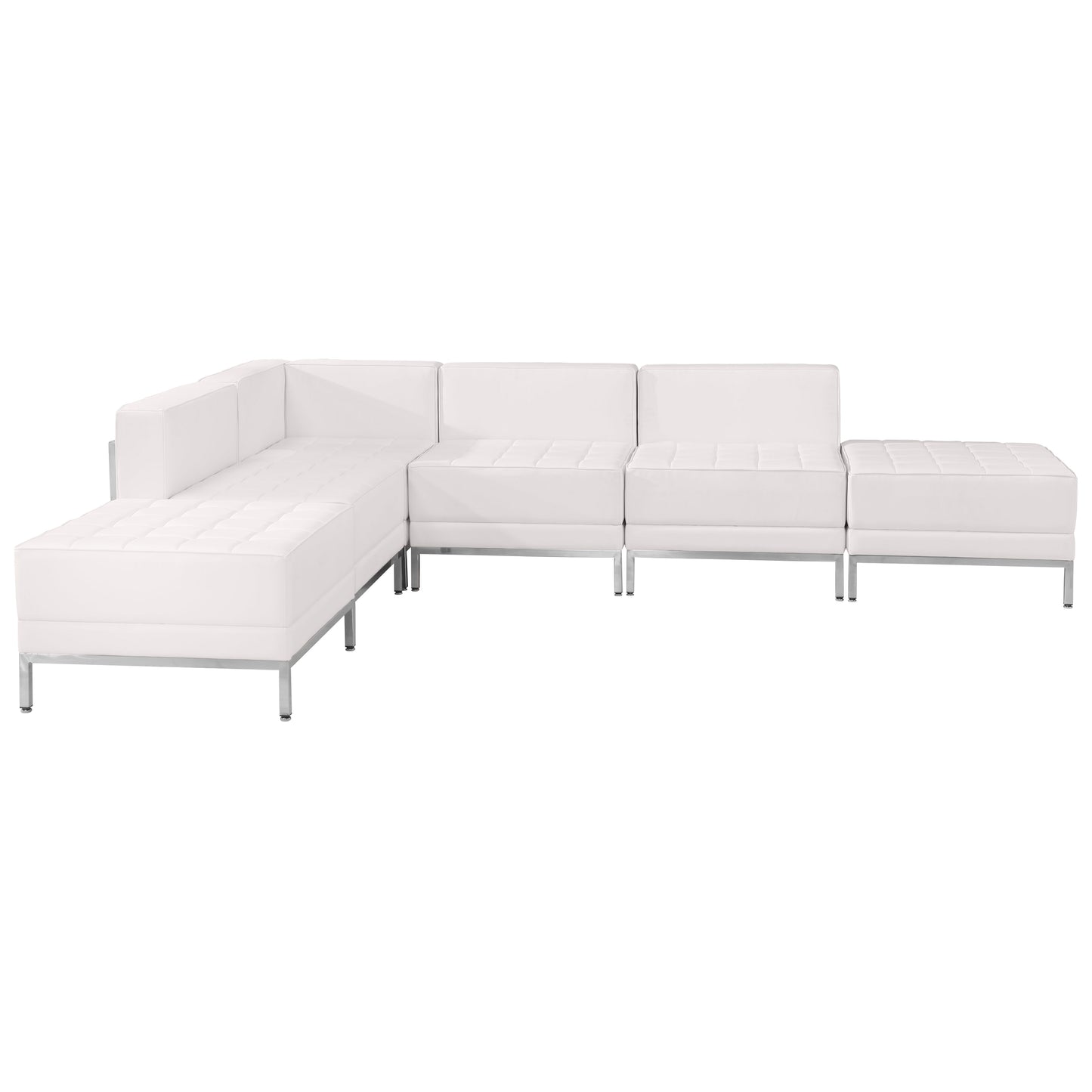 White Leather Sectional, 6 PC ZB-IMAG-SECT-SET8-WH-GG