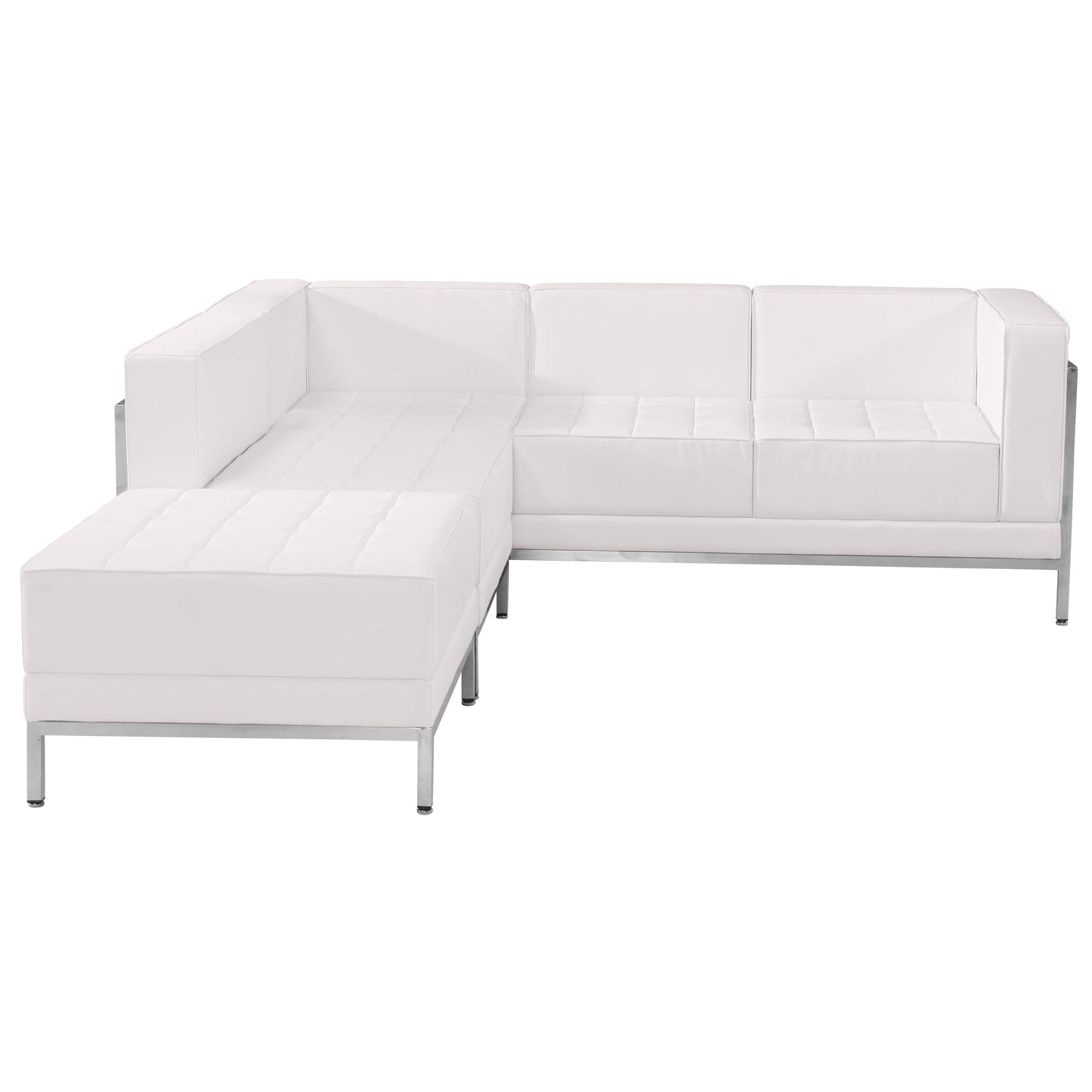White Leather Sectional, 3 PC ZB-IMAG-SECT-SET9-WH-GG