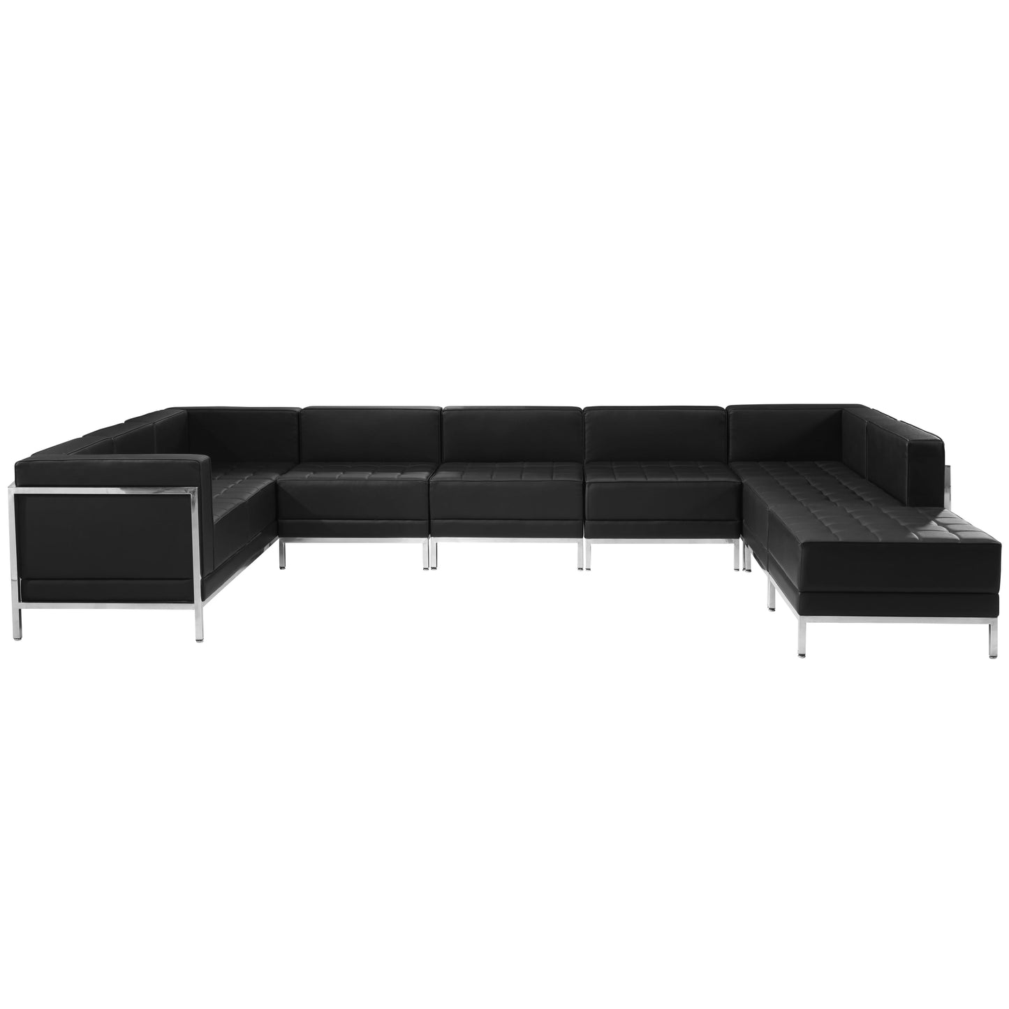 Black Leather Sectional, 7 PC ZB-IMAG-U-SECT-SET4-GG